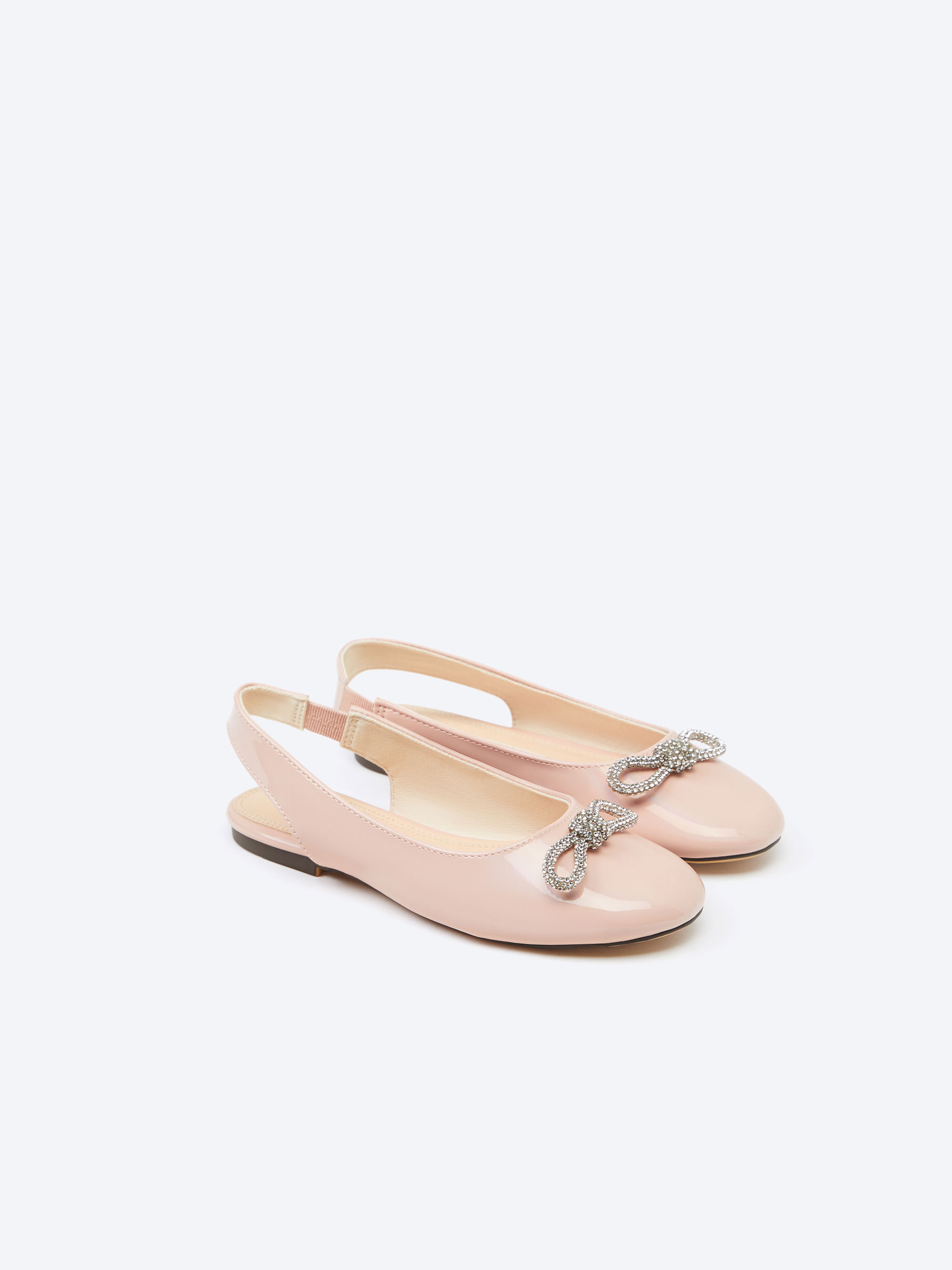 Slingback ballet flats with glitter bow