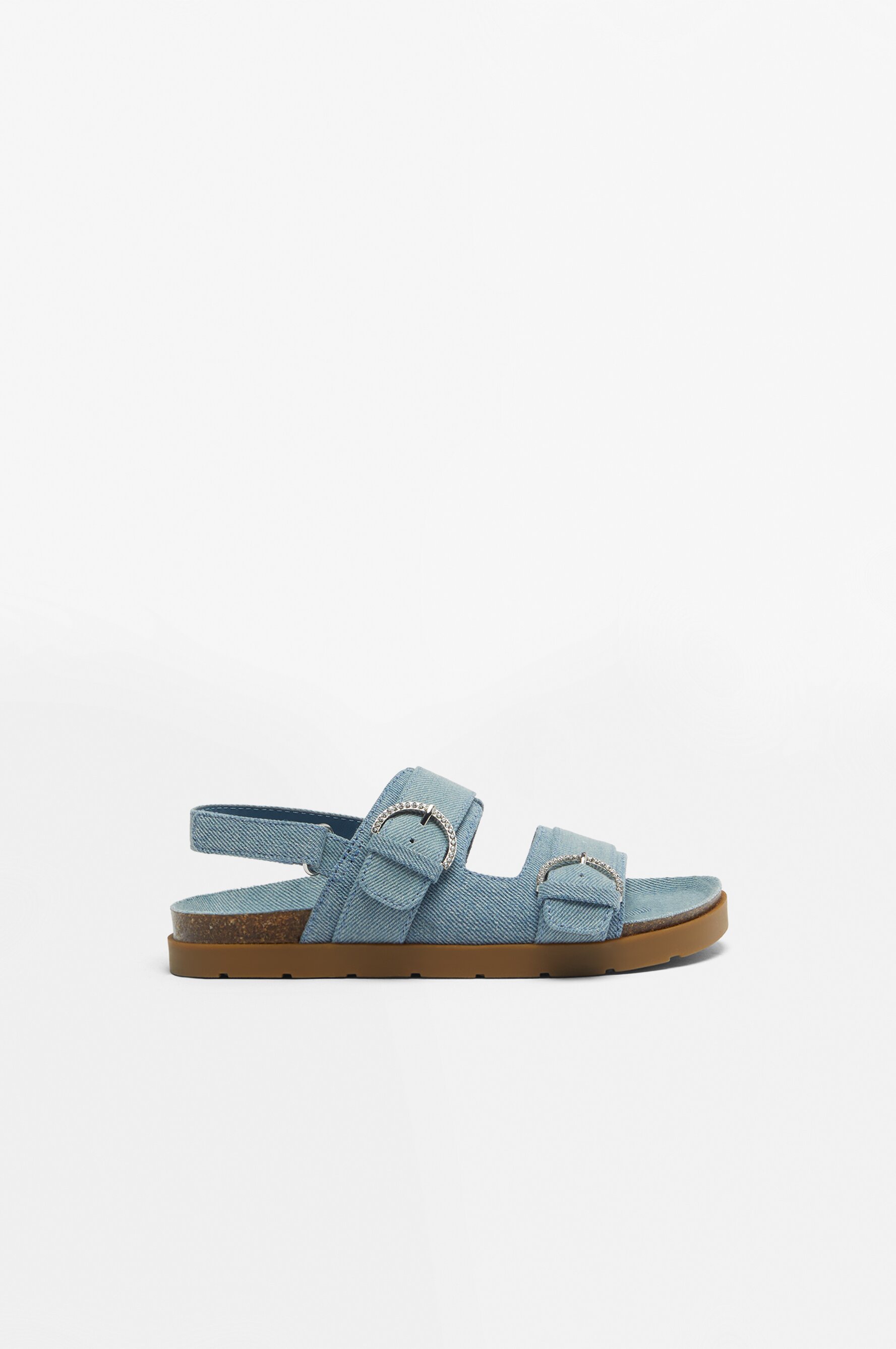 Rhinestone denim comfort sandals