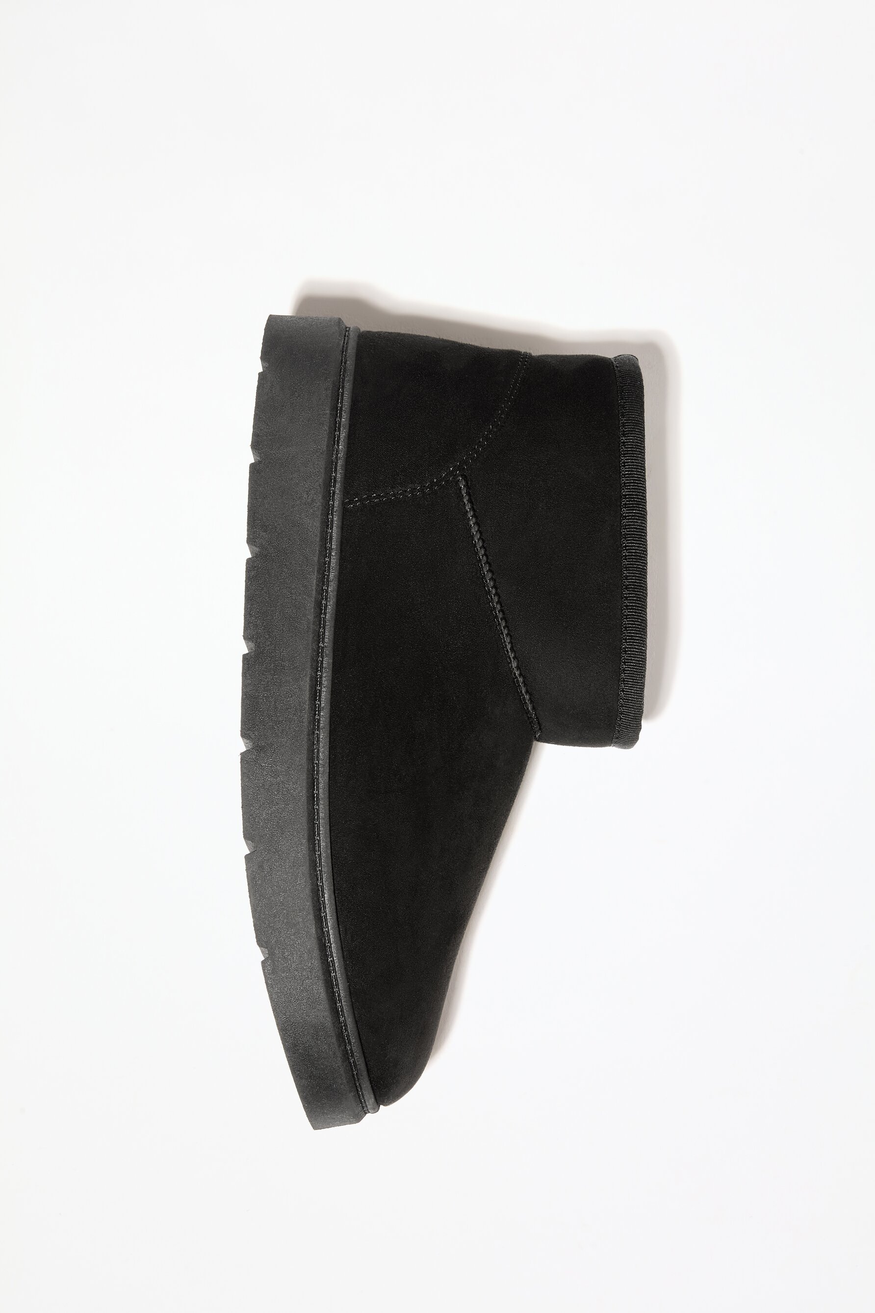 Flat mini fur ankle boots — BLACK