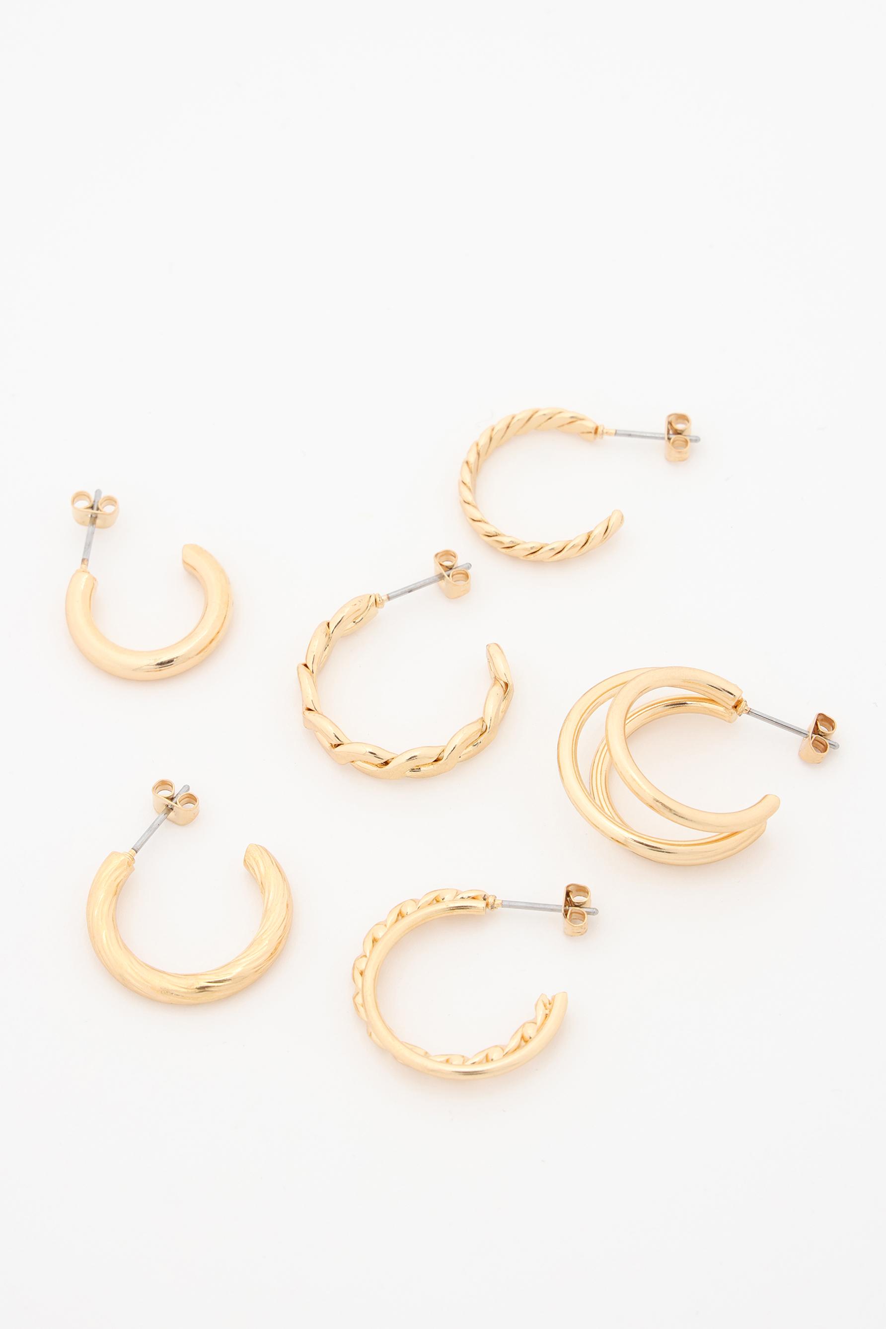 Pack of 6 pairs of hoop earrings — GOLD