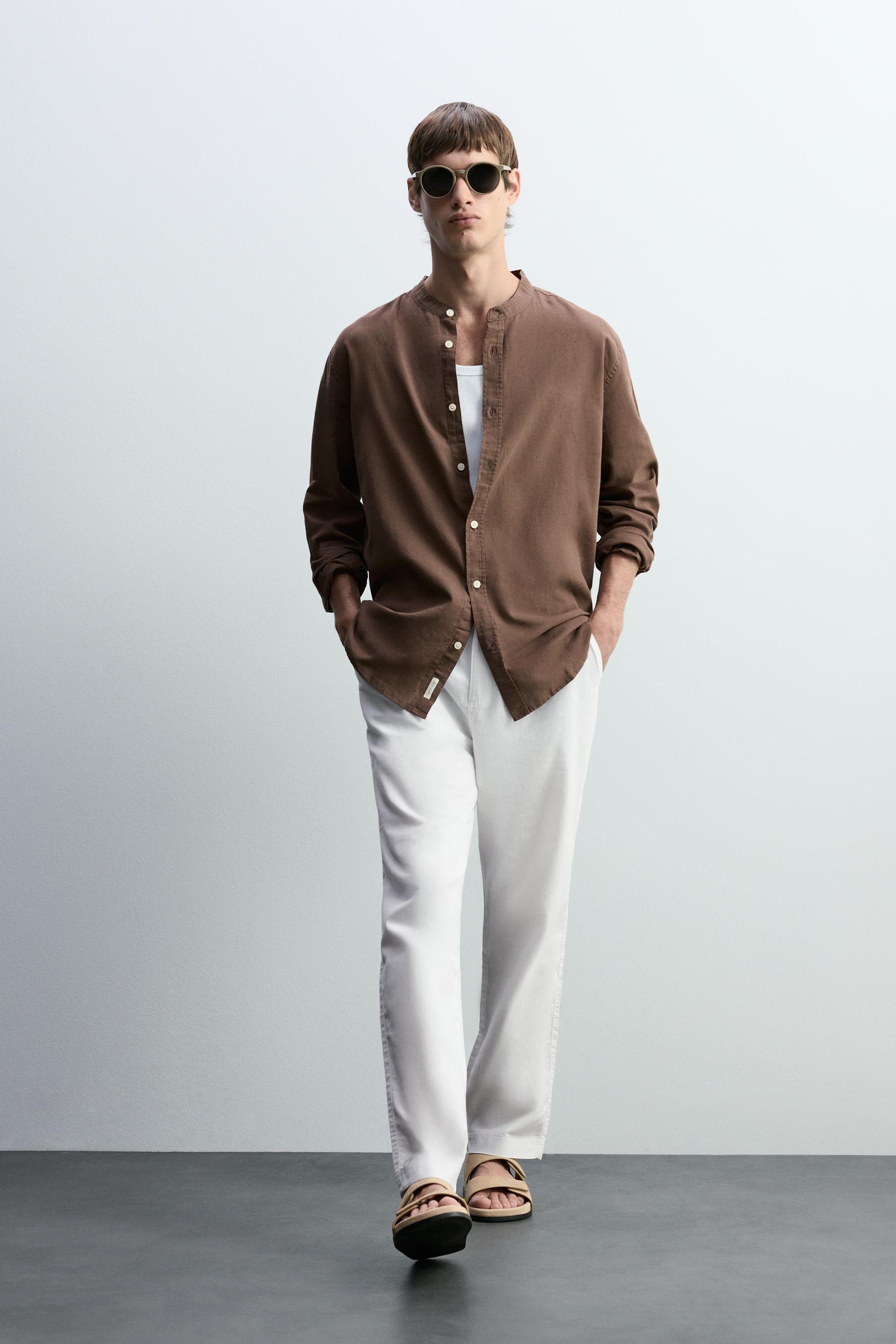 Cotton - linen smart trousers — WHITE