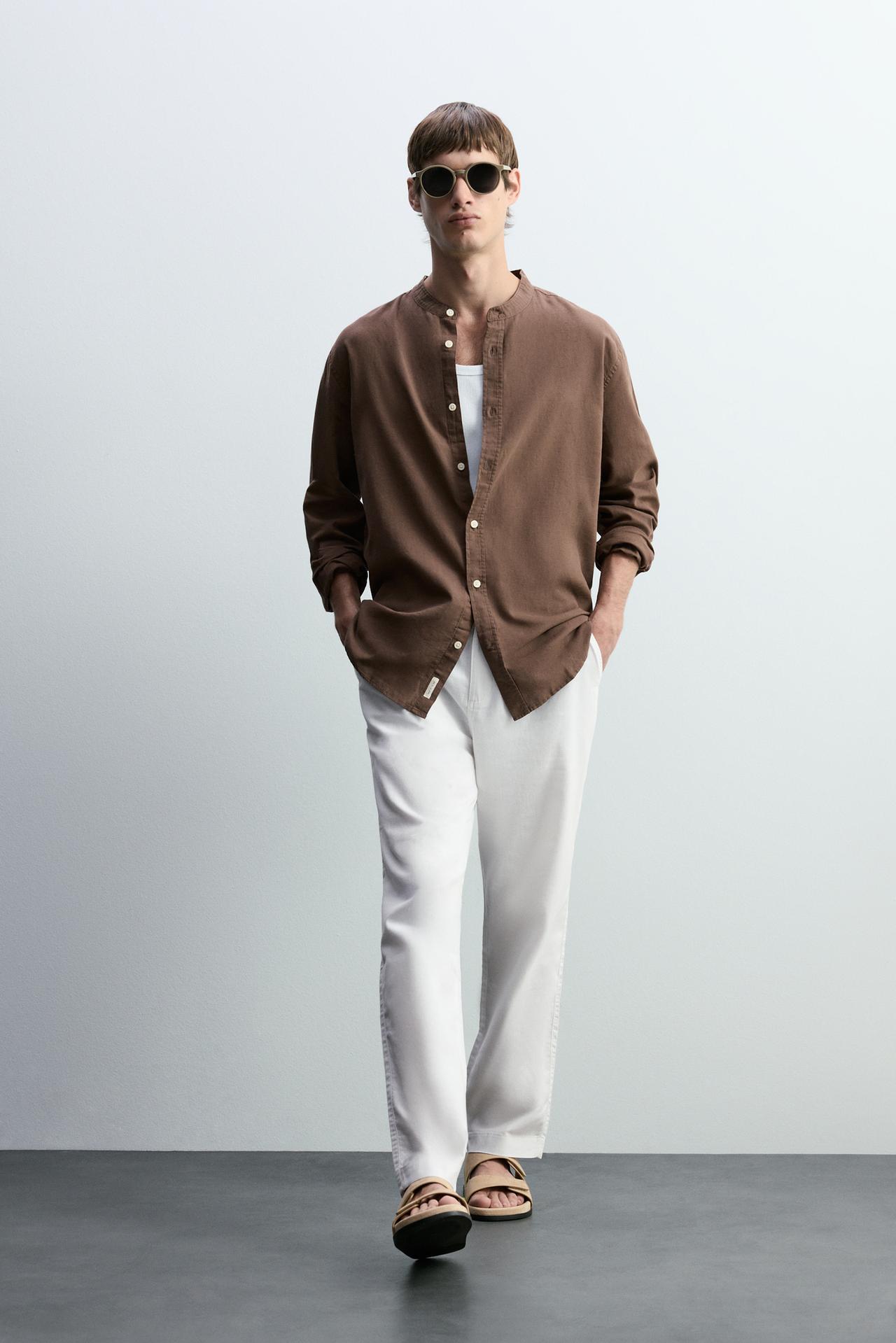 Cotton - linen smart trousers — WHITE