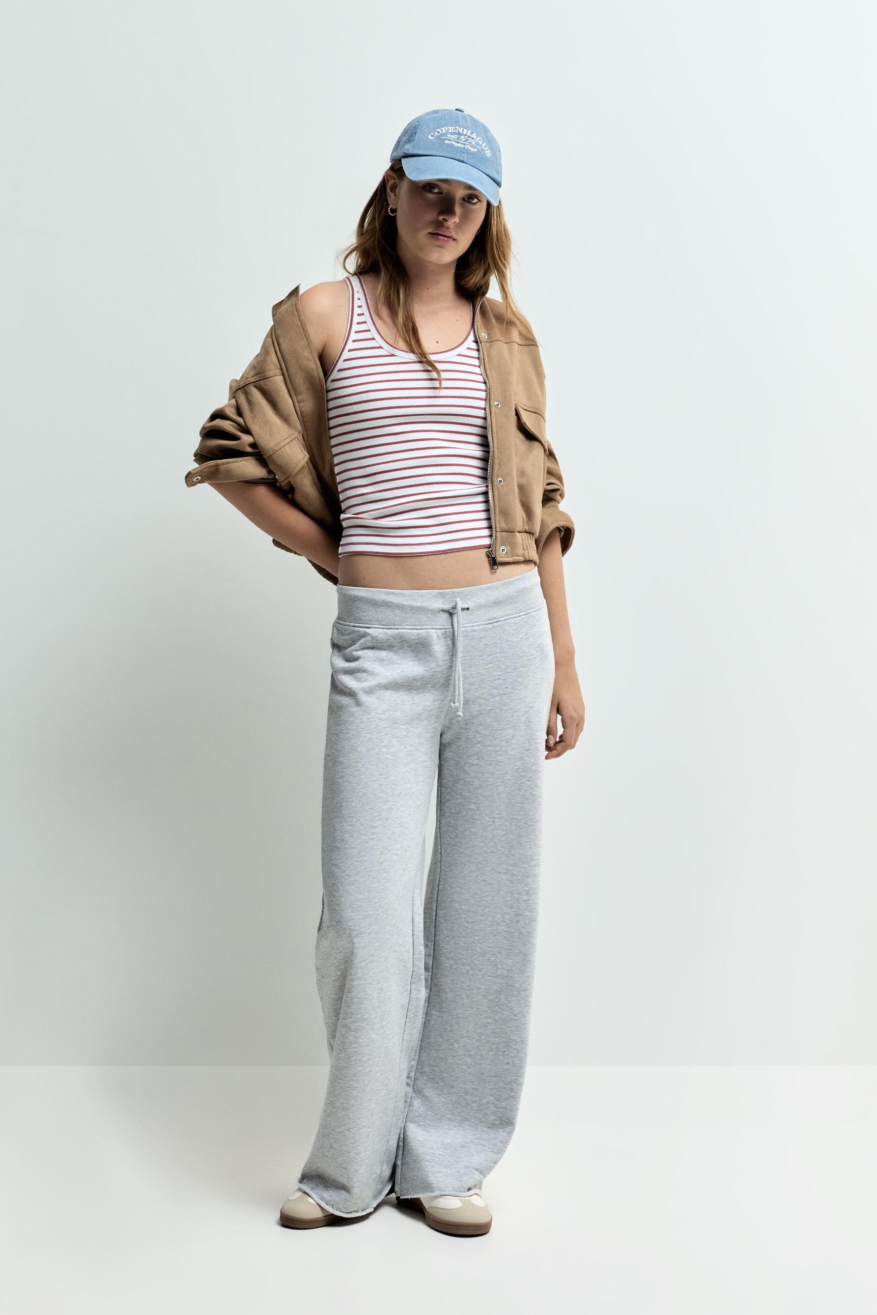 Wide-leg tracksuit trousers — GREY MARL