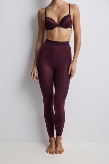 200 denier thermal leggings — BURGUNDY 2