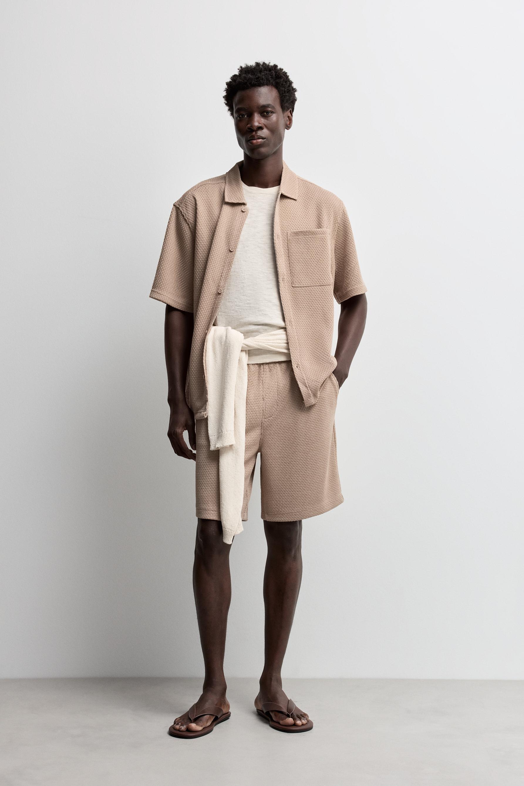 Waffle-textured Bermuda shorts — YARN