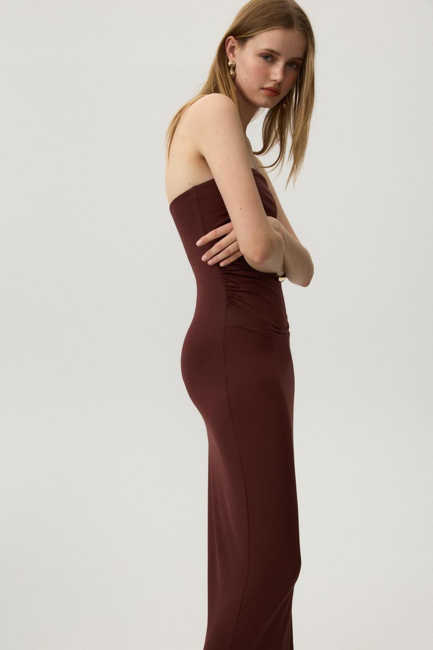 Vestido midi fruncido Vestidos Midi Largos Vestidos Monos