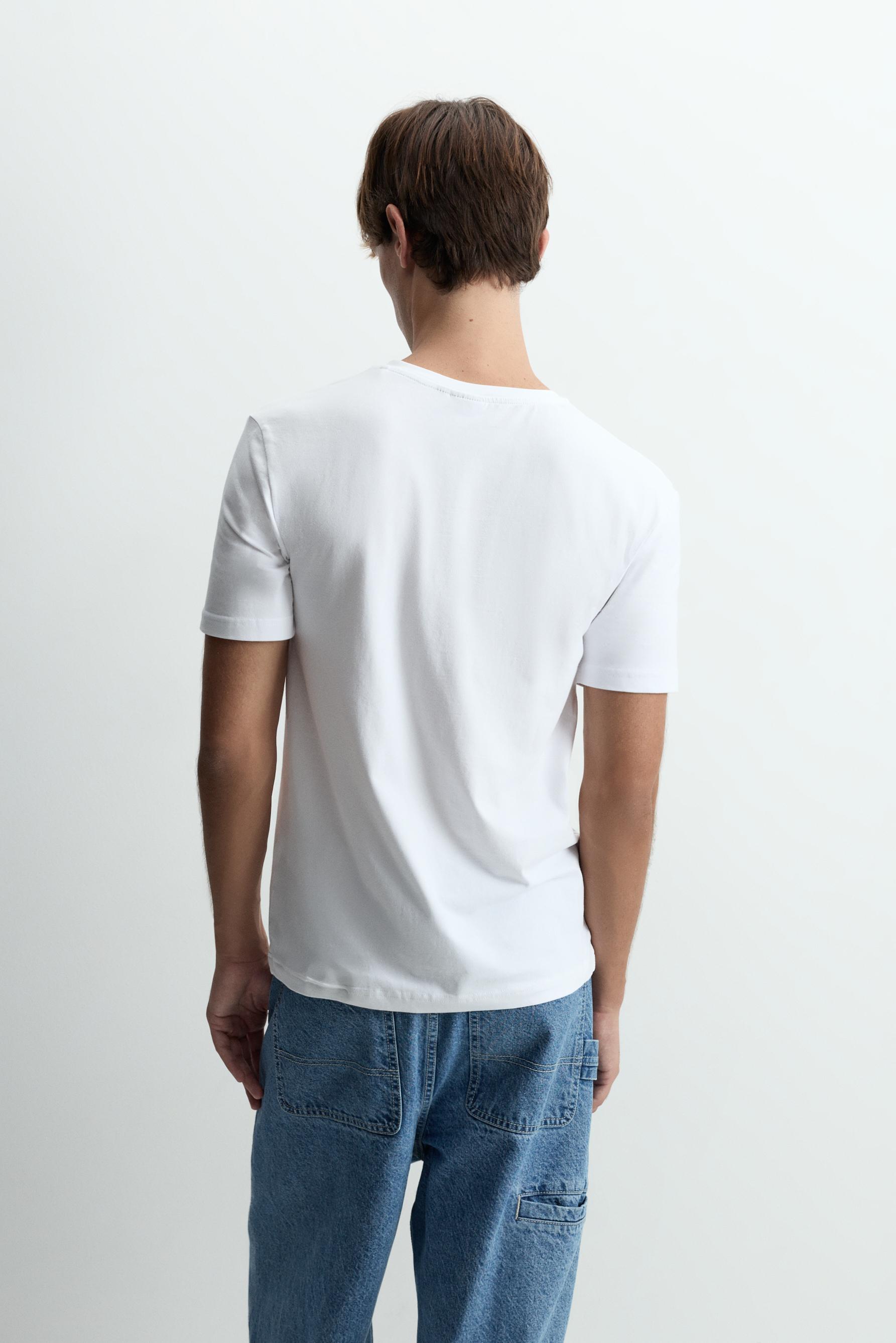 Slim fit V-neck T-shirt — WHITE