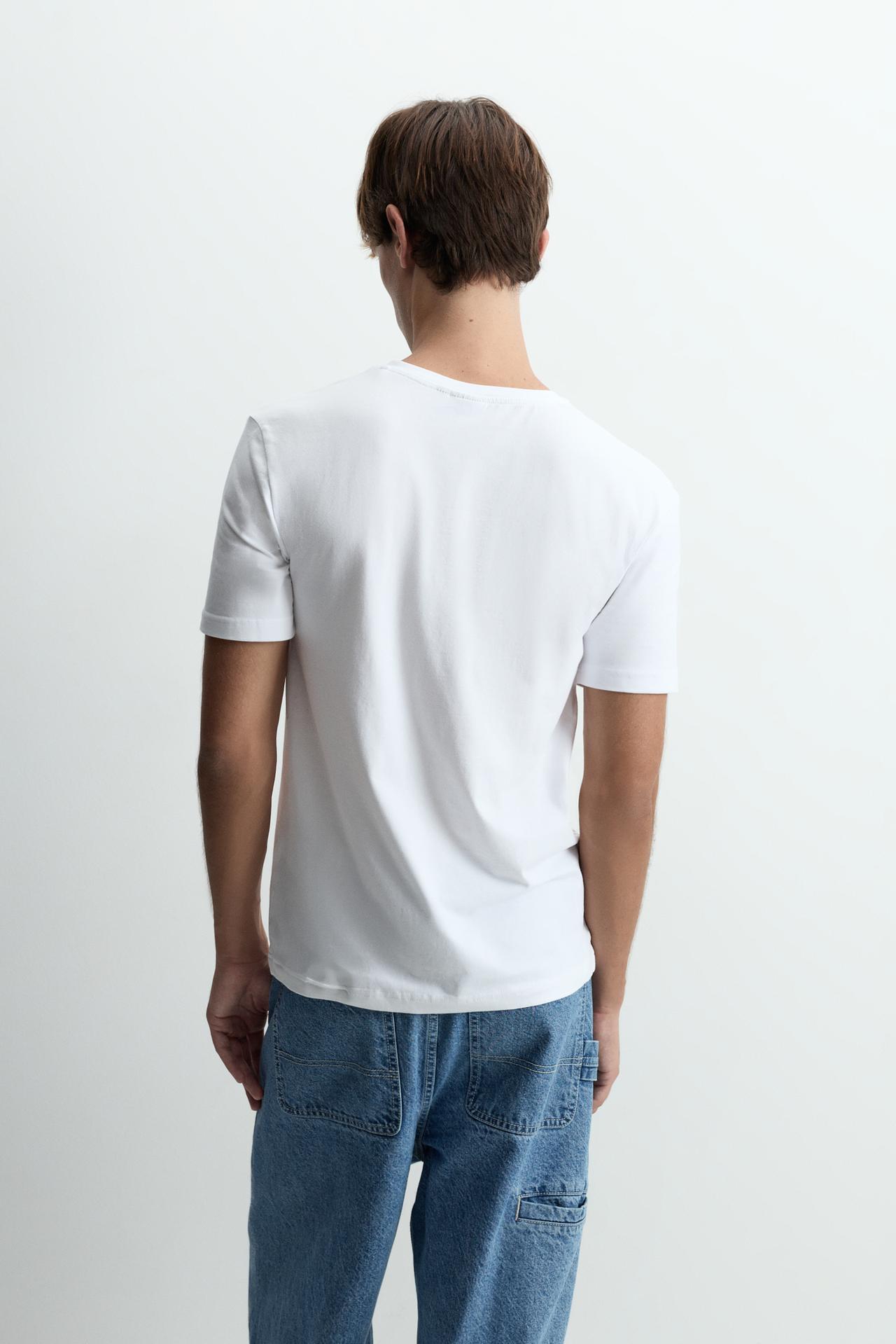 Slim fit V-neck T-shirt — WHITE