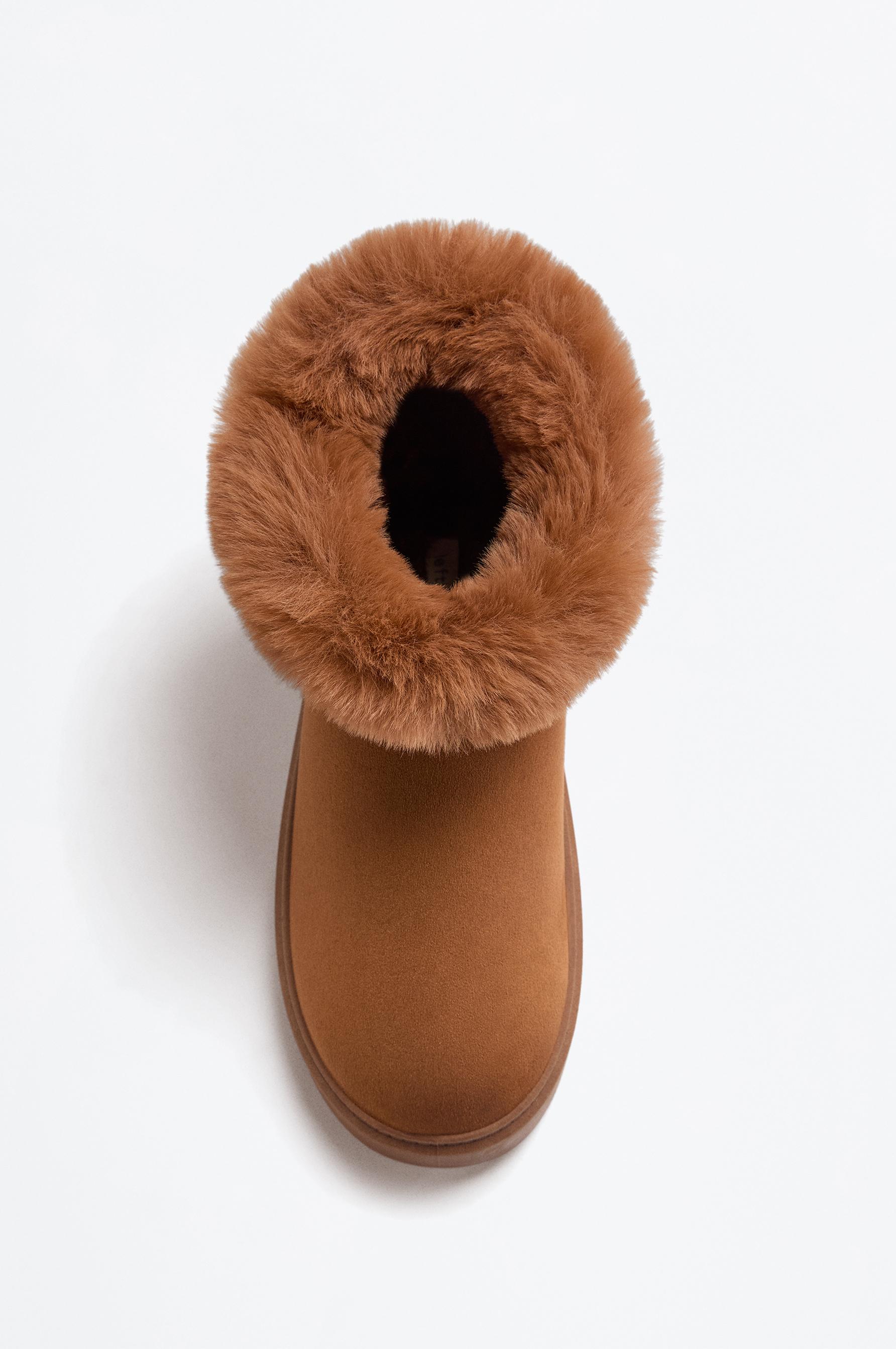 Lined fur ankle boots — LEATHER
