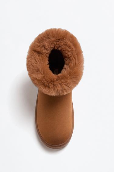Faux fur lined ankle boot — LEATHER 3