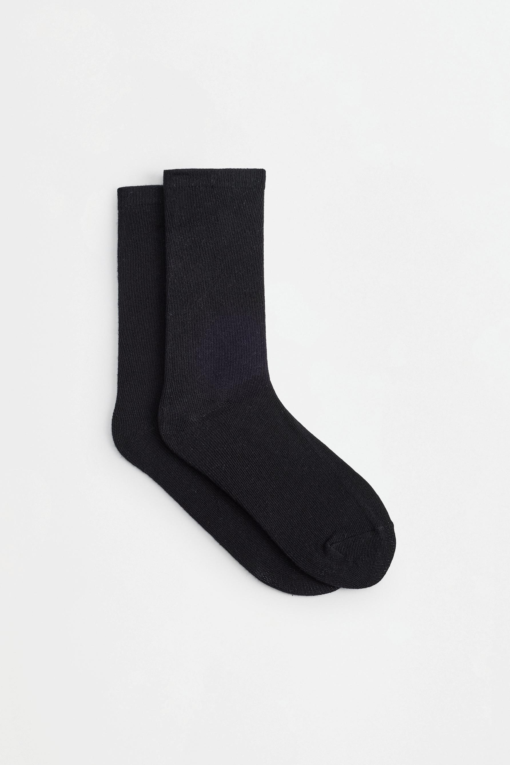 Plain long socks (10-pack) — BLACK