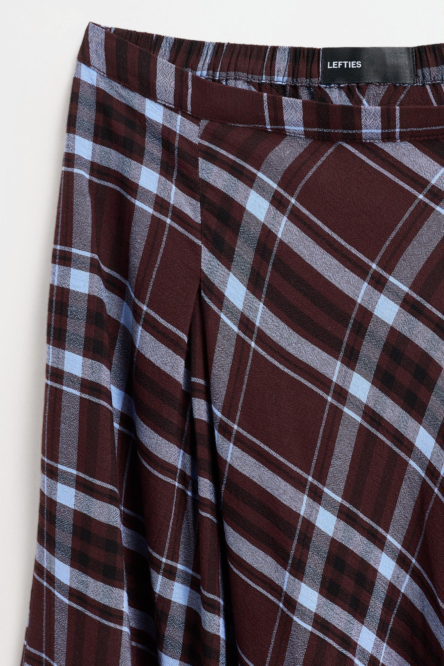Plaid midi skirt — BROWN/BLUE