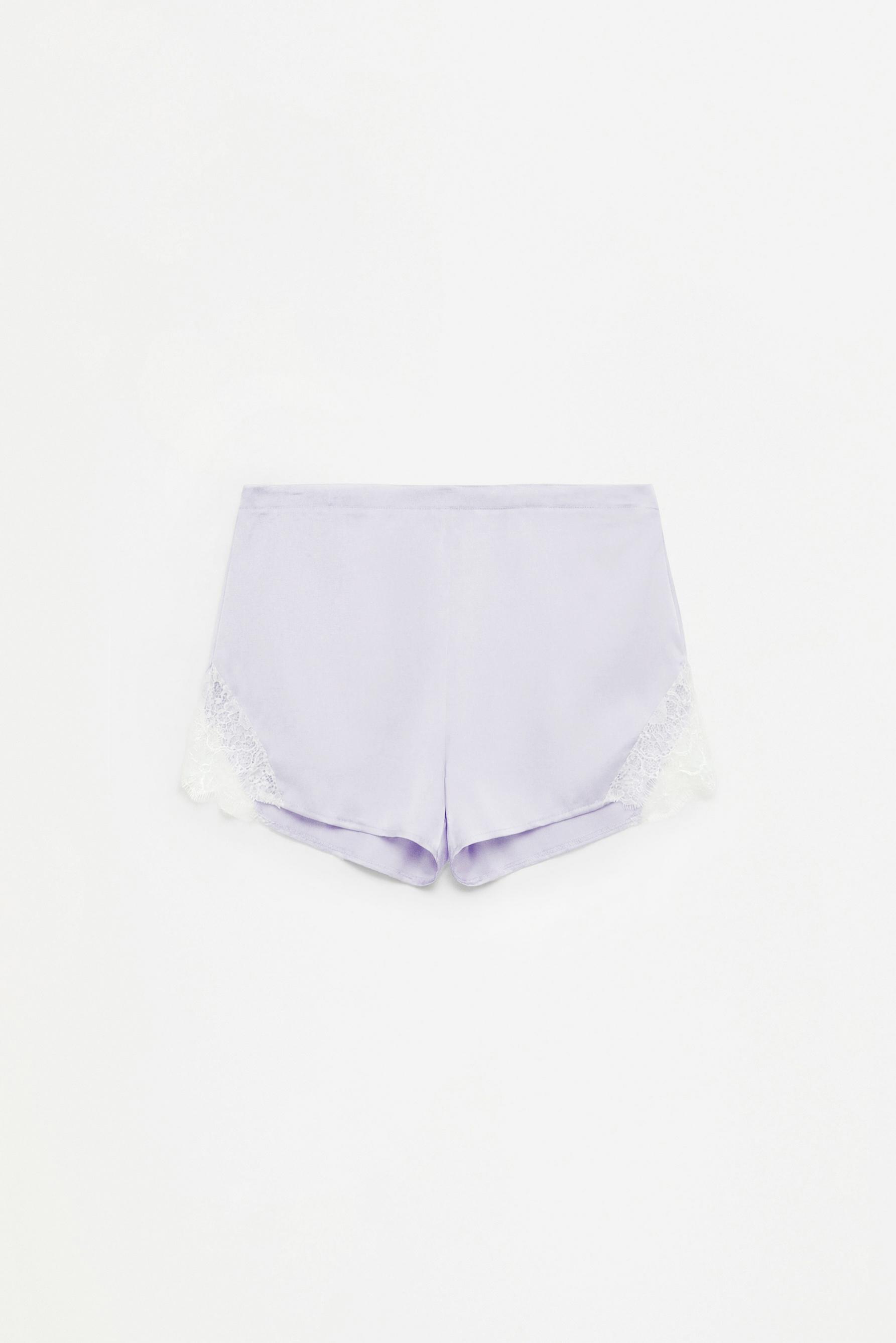 Satin lace shorts — BLUE