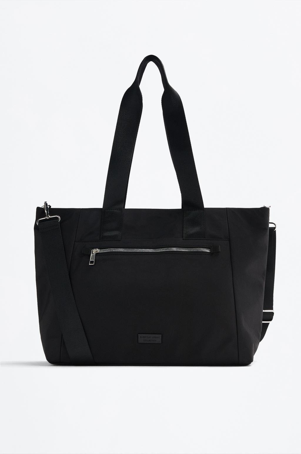 Geantă shopper mare din nailon cu mai multe buzunare