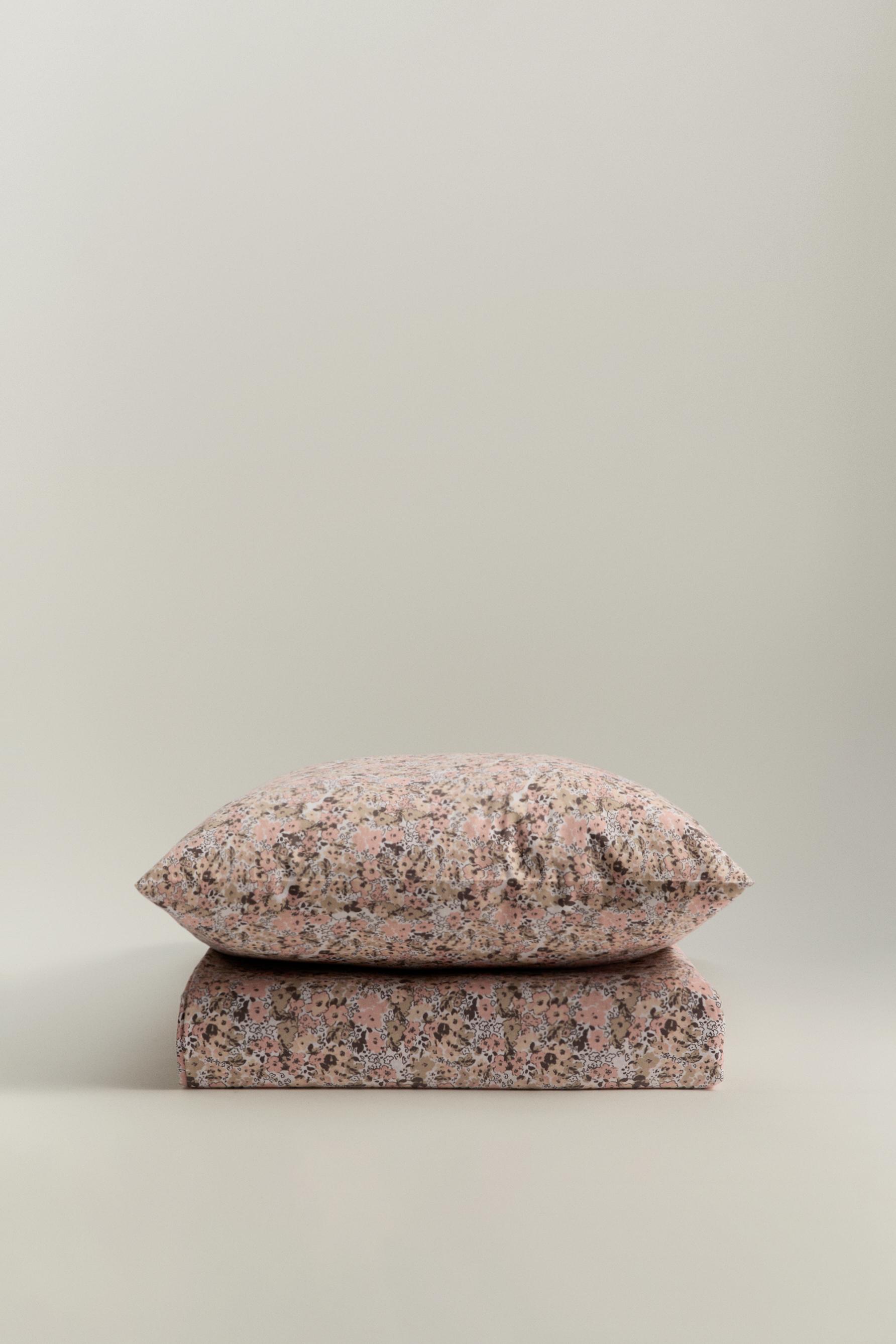 Set funda nórdica y funda almohada flores 150 x 220 cm