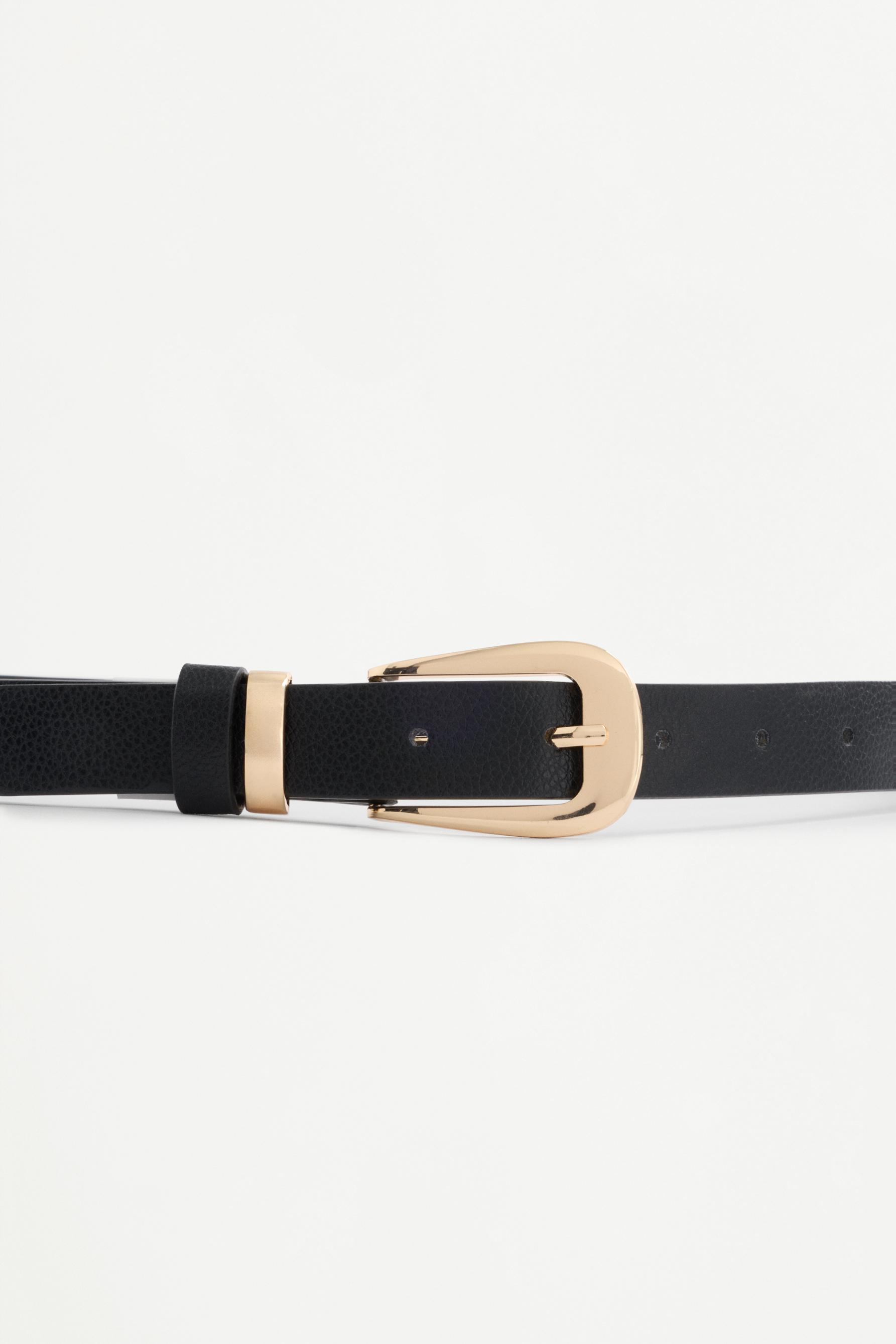 Thin leather effect belt — BLACK