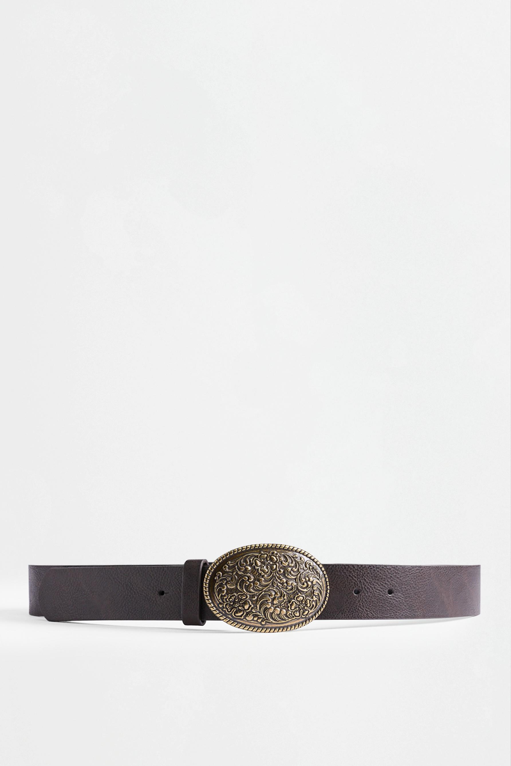 Large buckle belt — CHOCOLATE BROWN