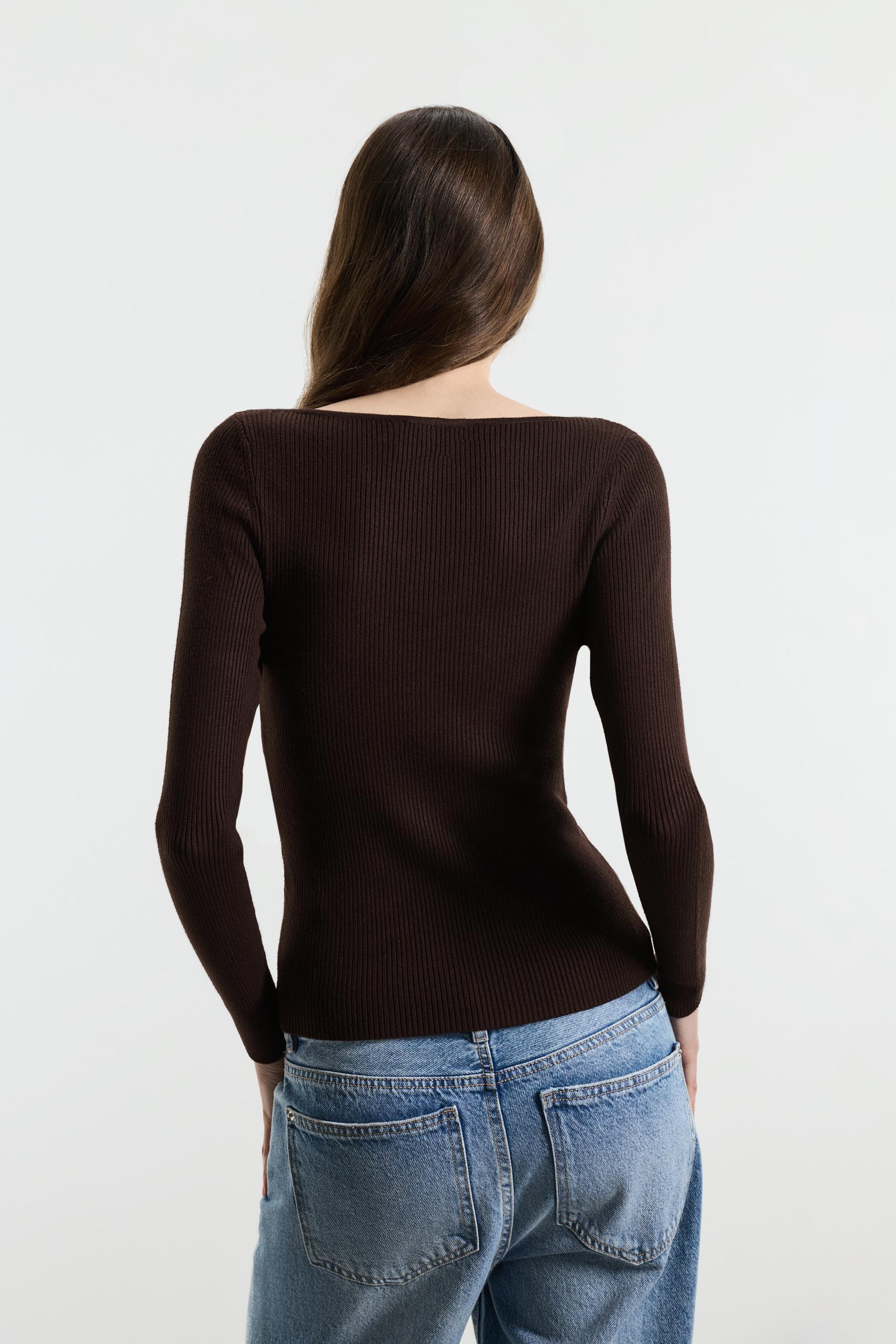 Basic rib sweater — BROWN