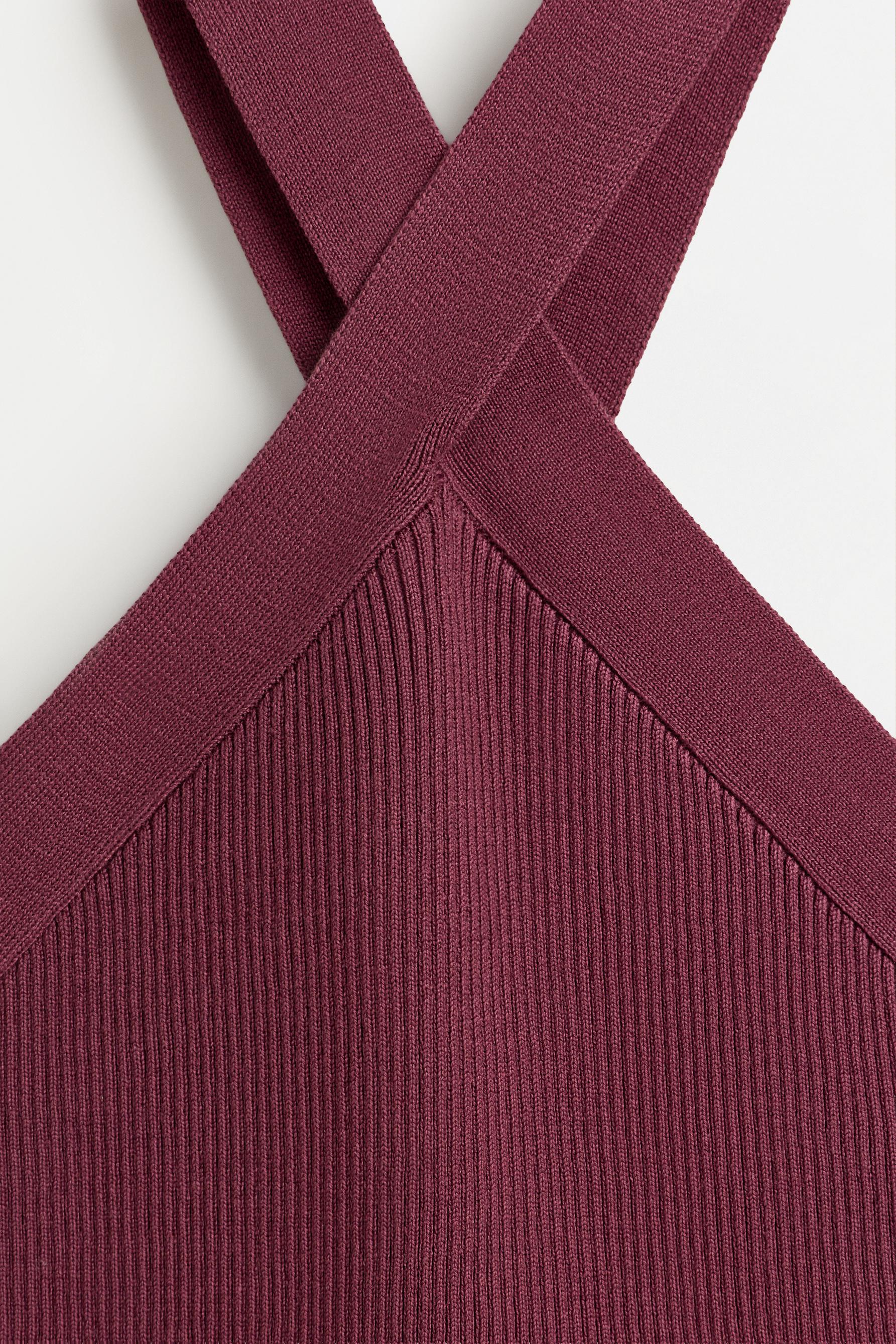Criss-cross strap knit top — MAUVE PINK