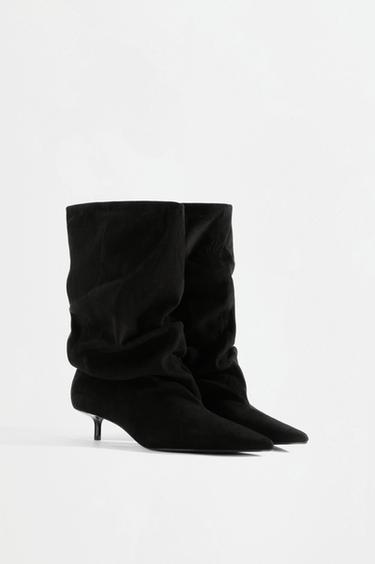 Slouchy kitten heel boots — BLACK 2