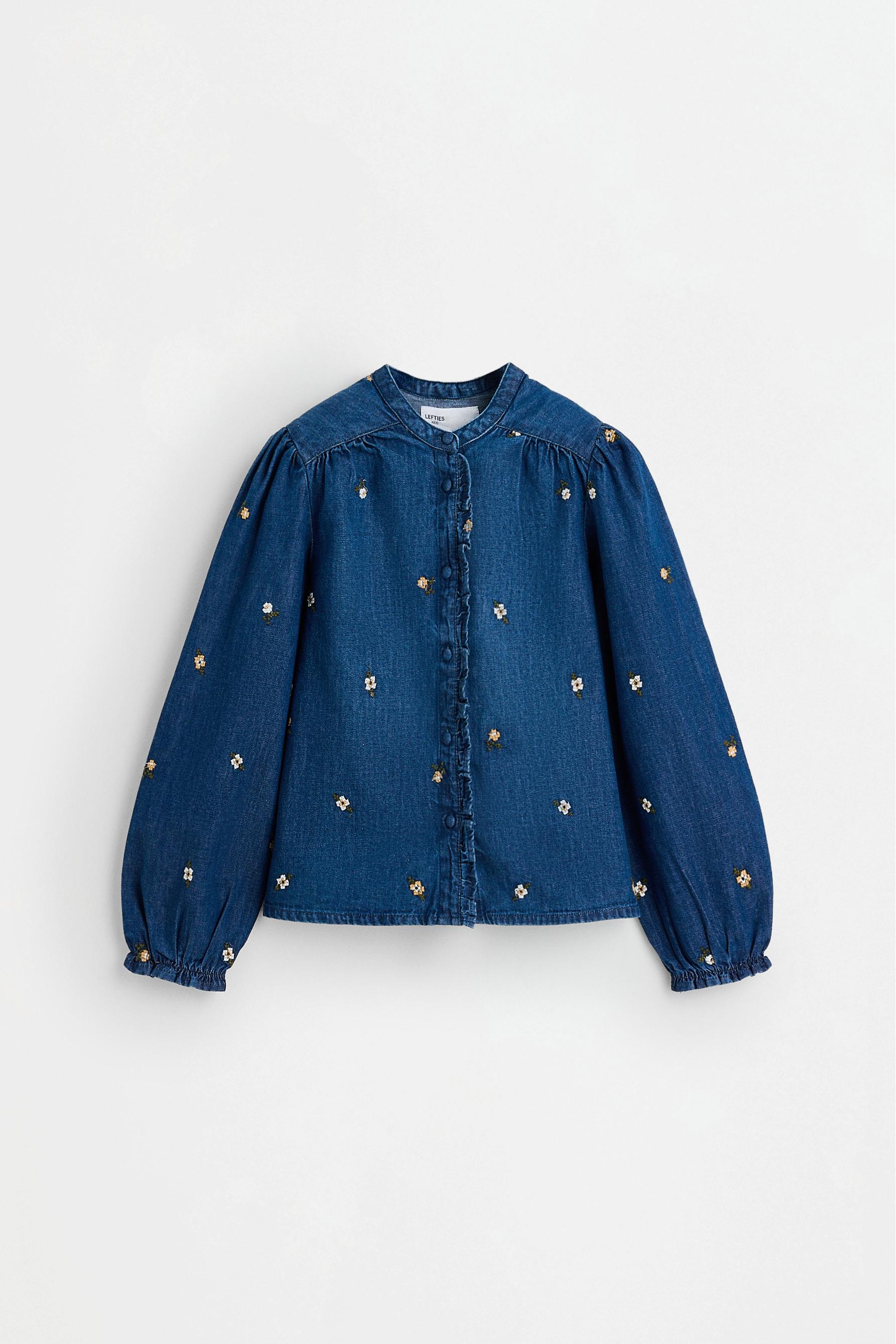 Embroidered denim shirt — INDIGO