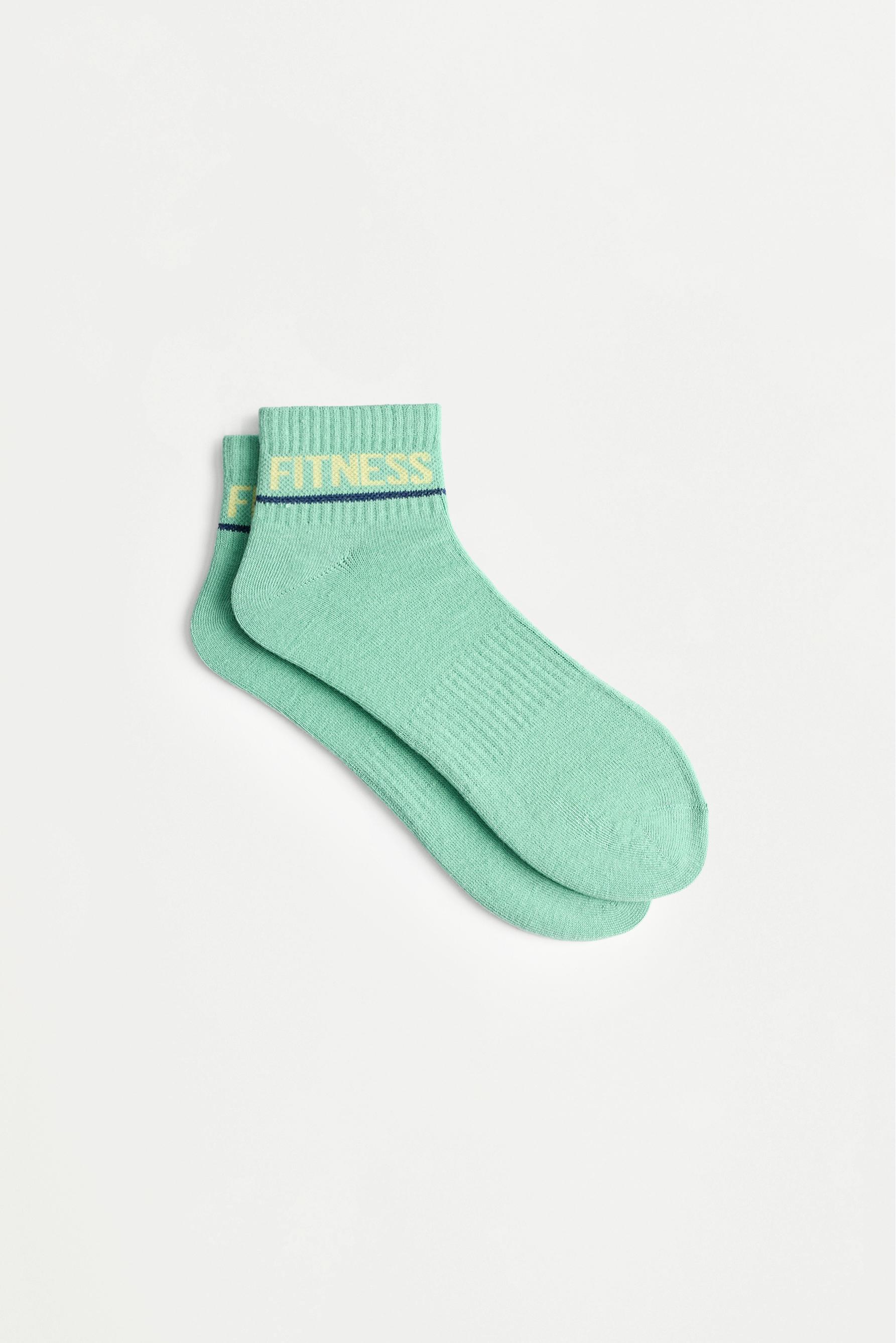 4-pack of slogan ankle socks — BLUE