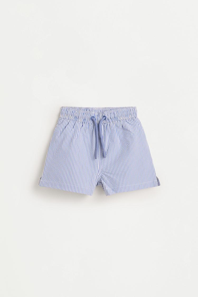 Striped seersucker swim shorts — BLUE