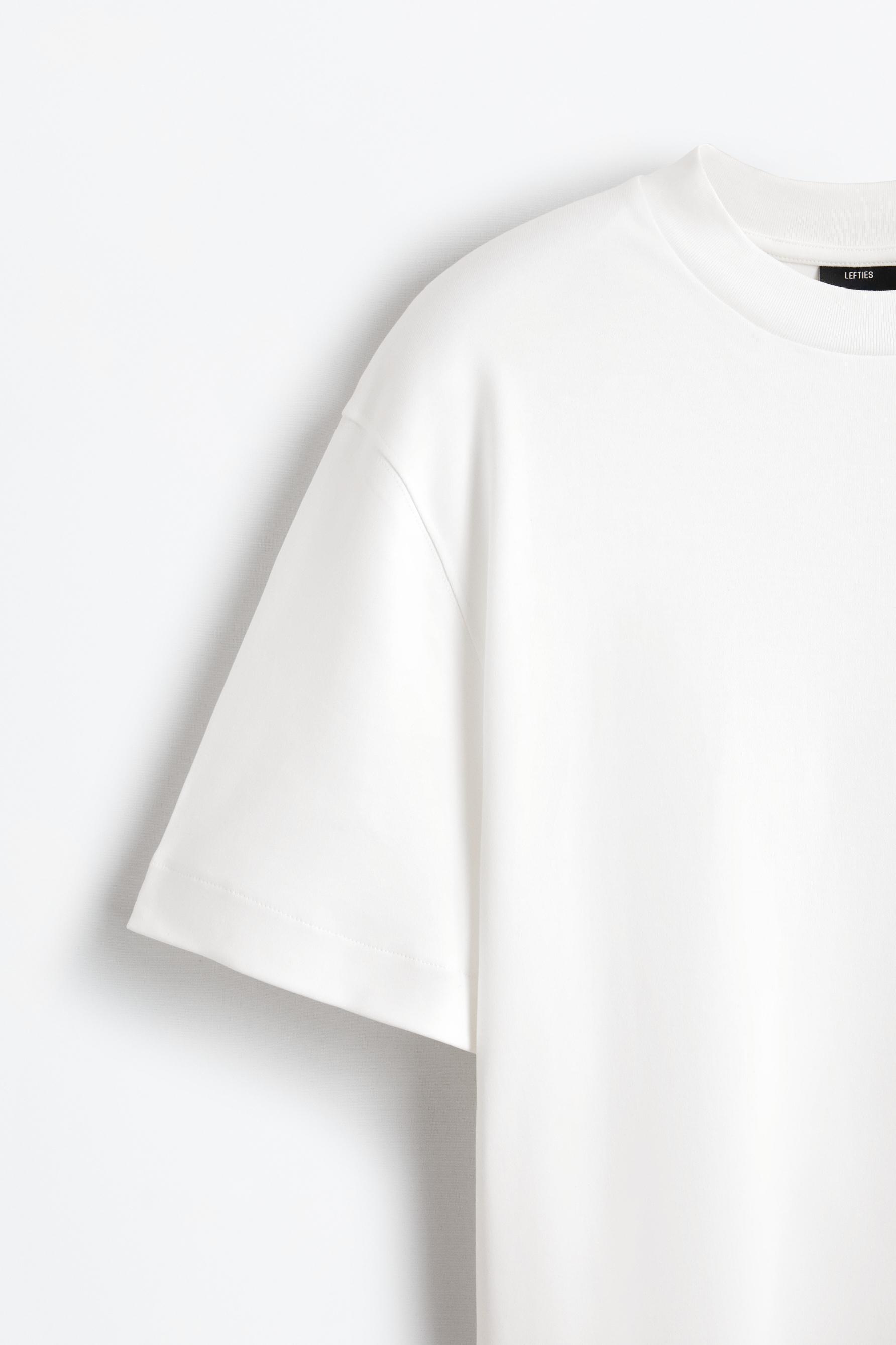 Interlock mock neck T-shirt — OFF WHITE