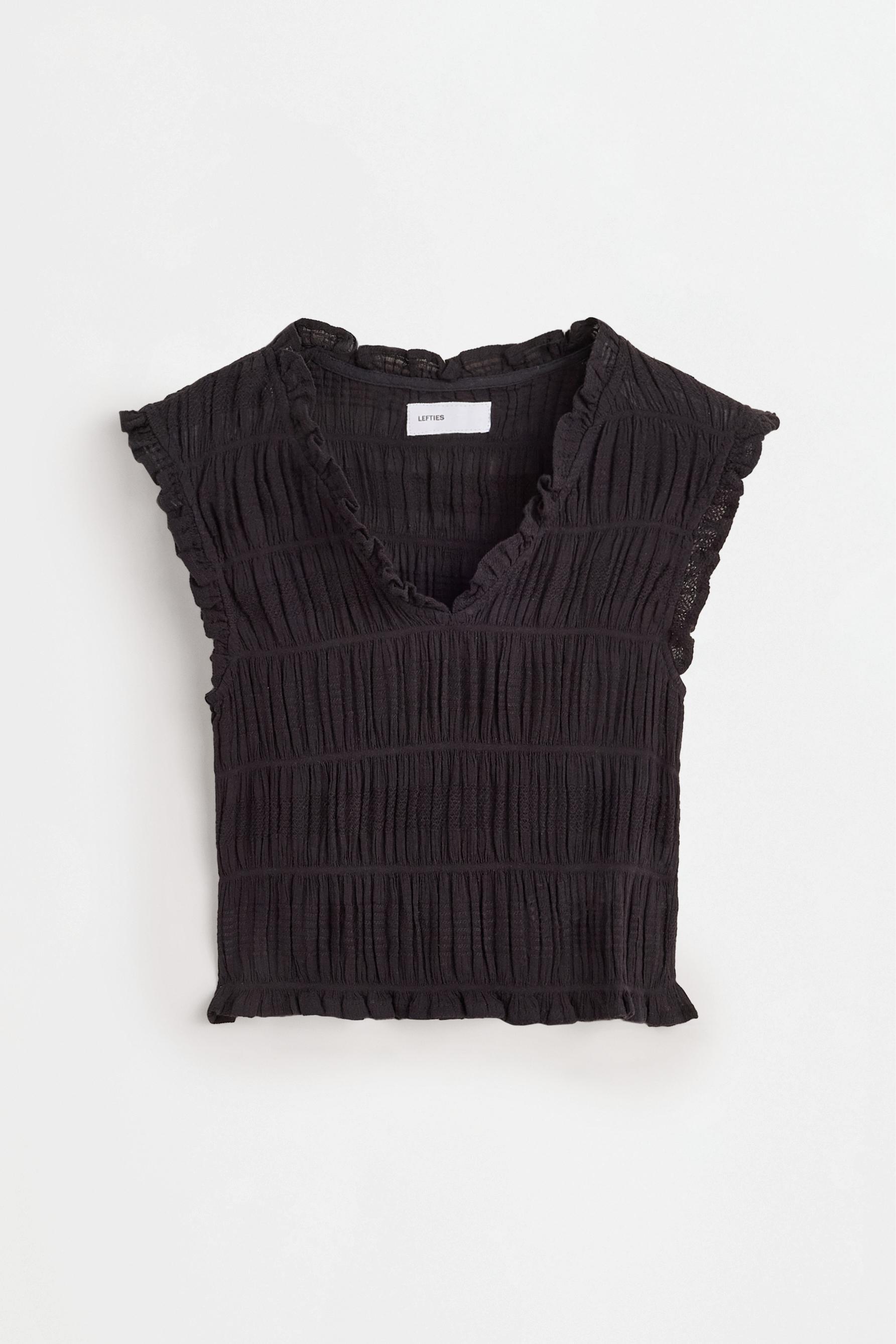 Gathered blouse — BLACK