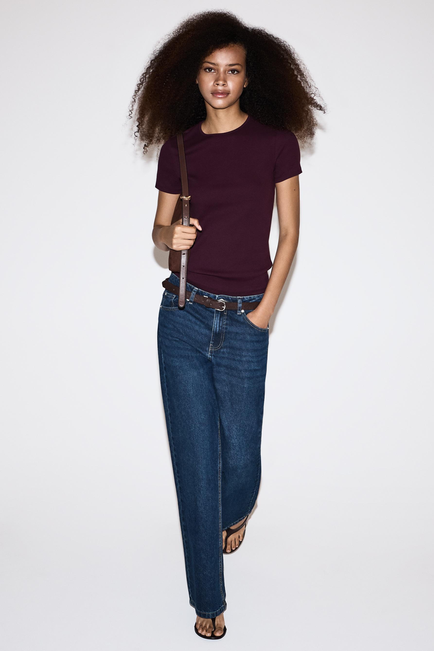 Ribbed T-shirt — MAROON