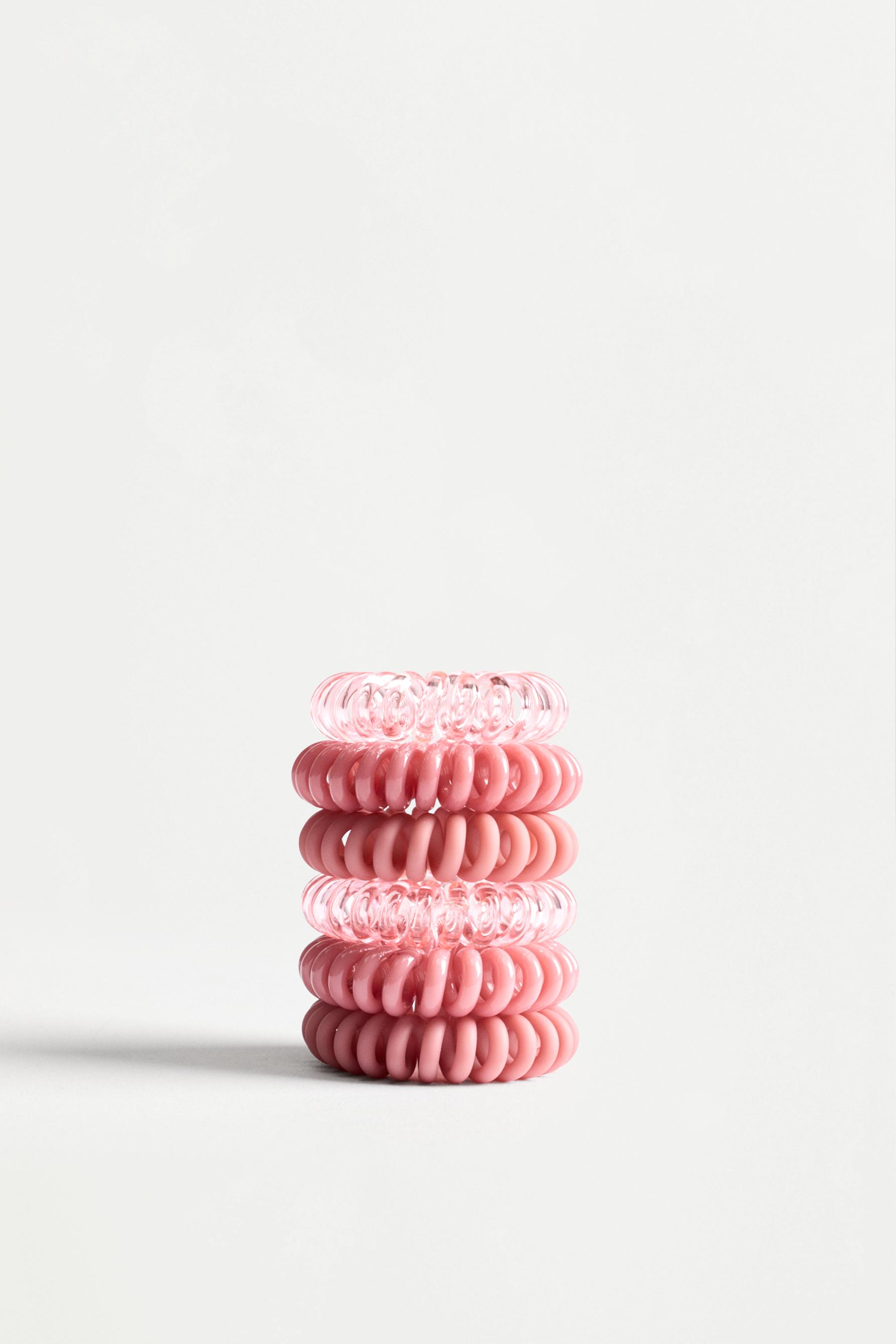 Spiral Hair Ties (6-Pack) — PINK