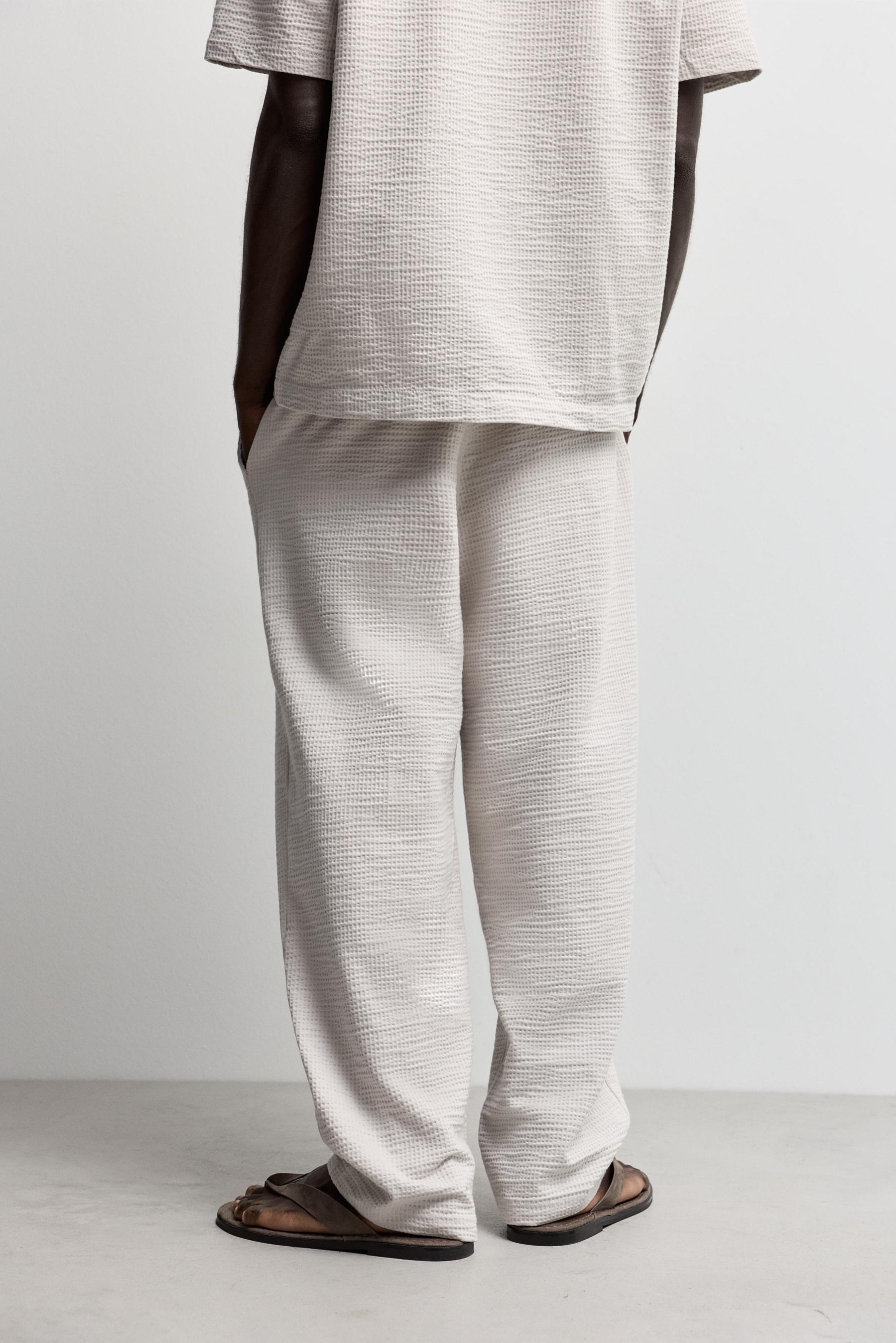 Seersucker trousers — IVORY