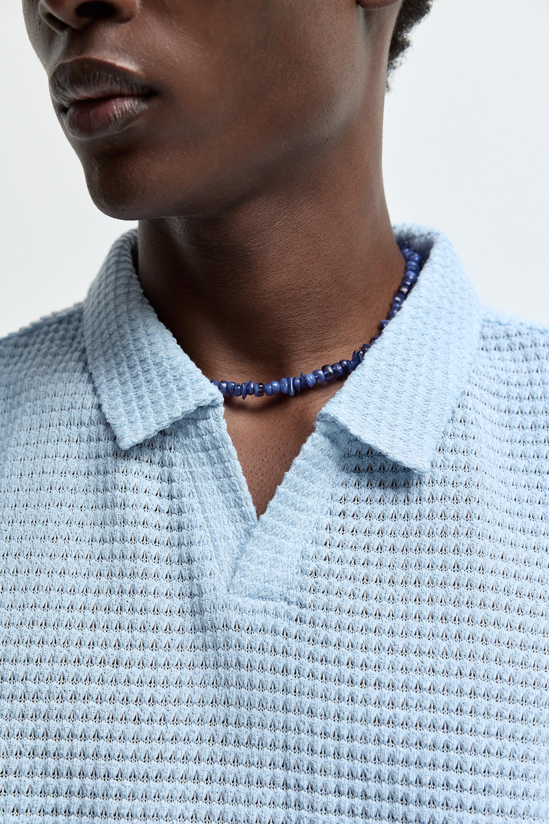 Textured polo shirt — PALE BLUE