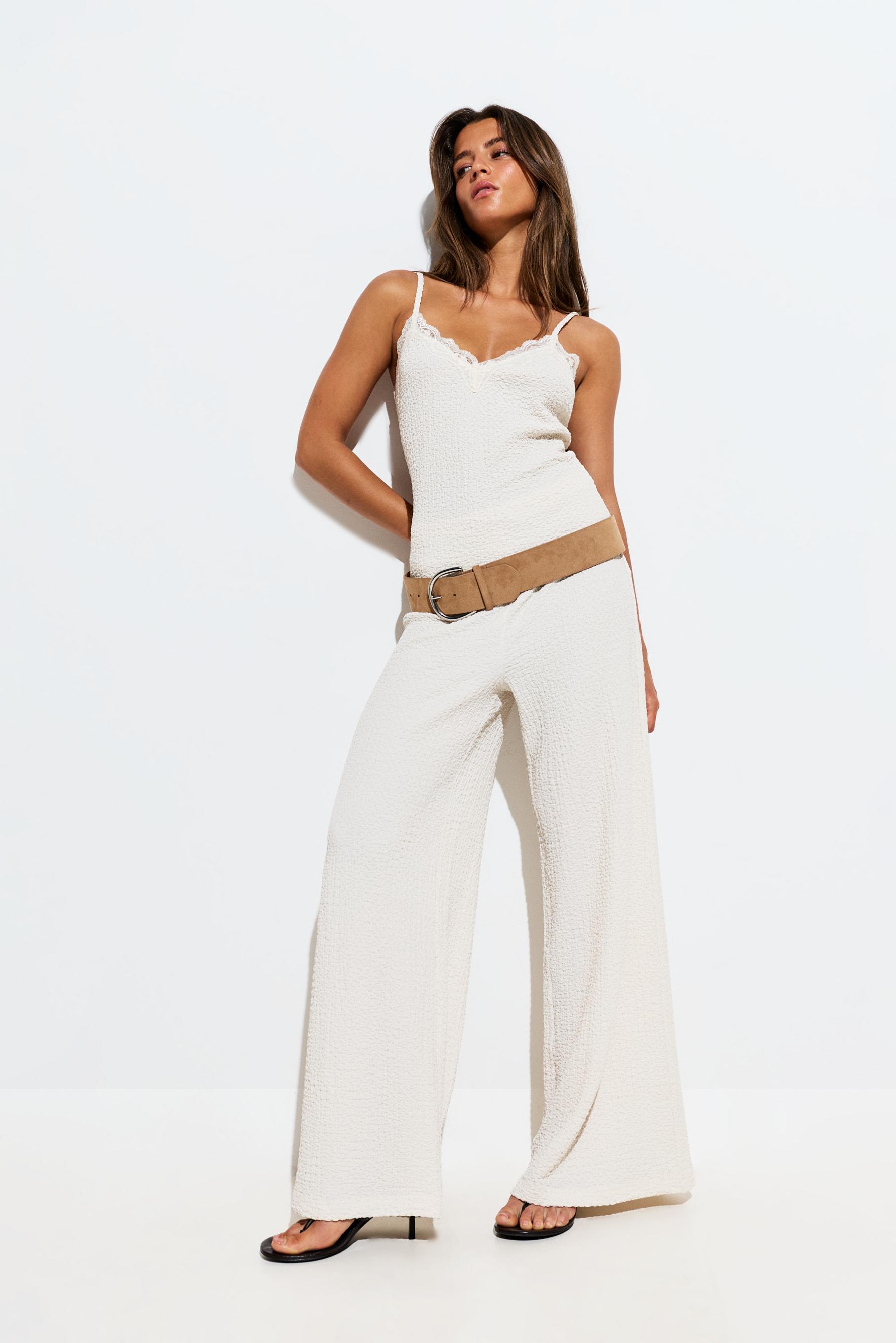 Textured strappy top — OFF WHITE