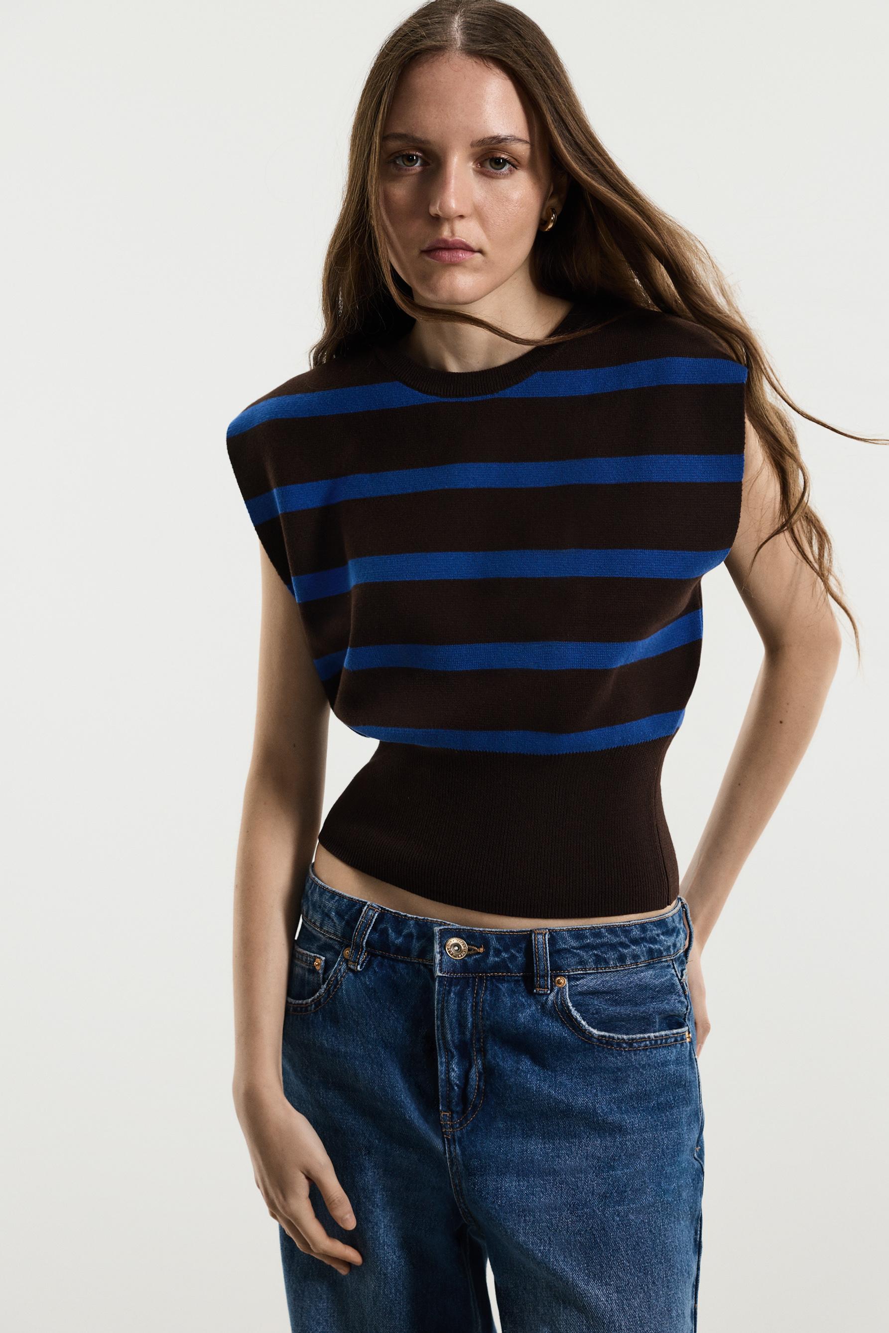 Voluminous top — BROWN/BLUE