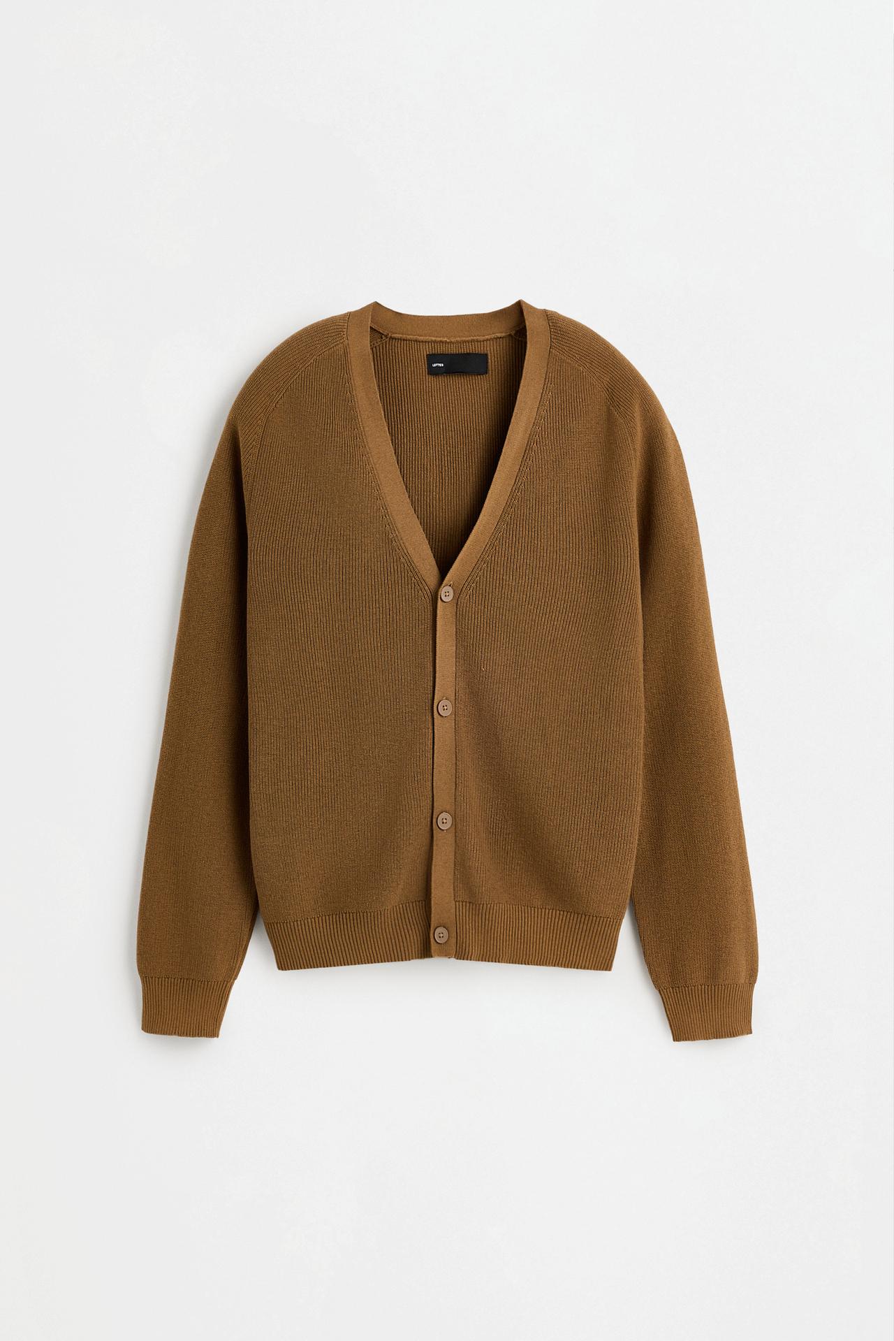 Textured cardigan — TOBACCO BROWN