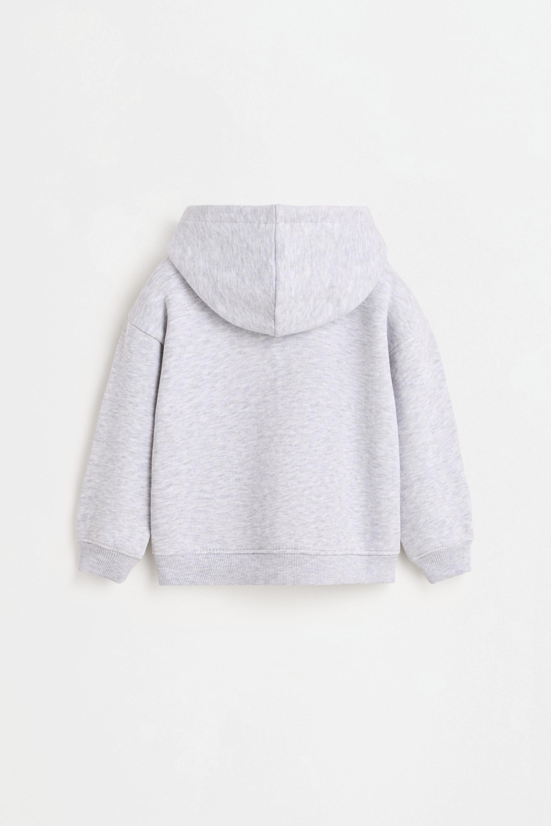 Zip-up sweatshirt with raised lettering — GREY MARL