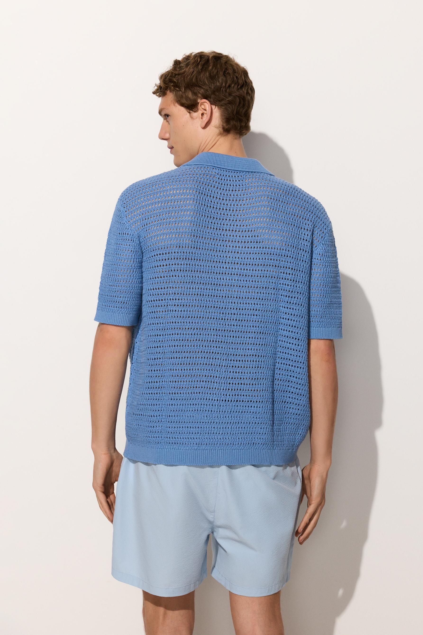 Cropped cutwork shirt — BLUE