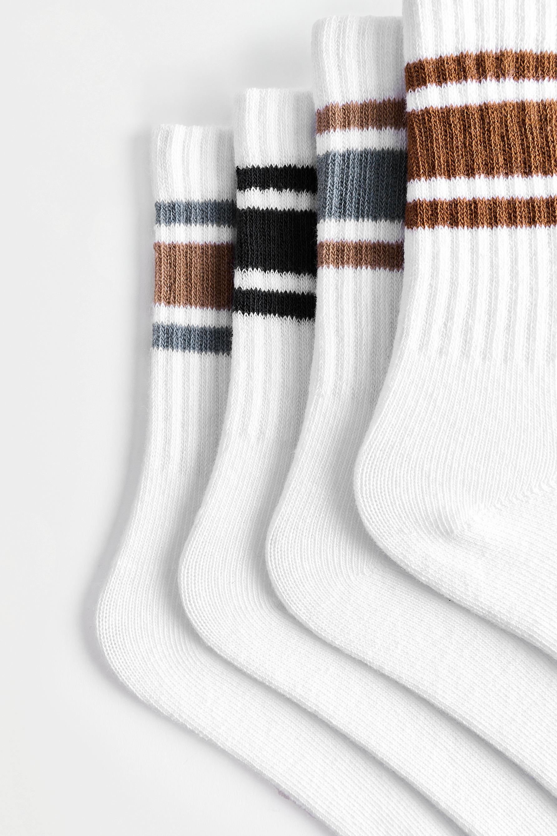 Striped ankle socks (4-pack) — CAMEL