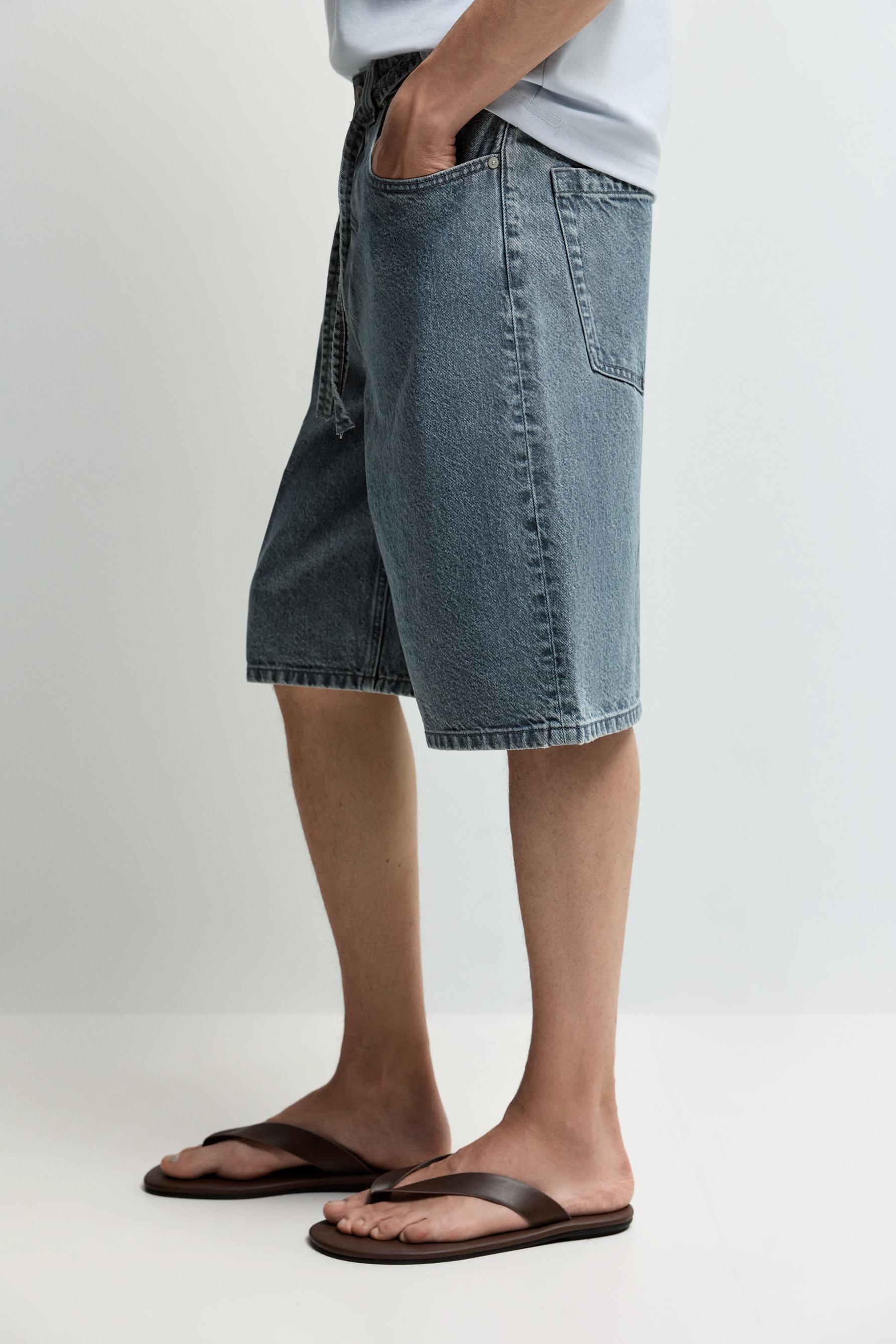 Baggy denim Bermuda shorts — PASTEL BLUE