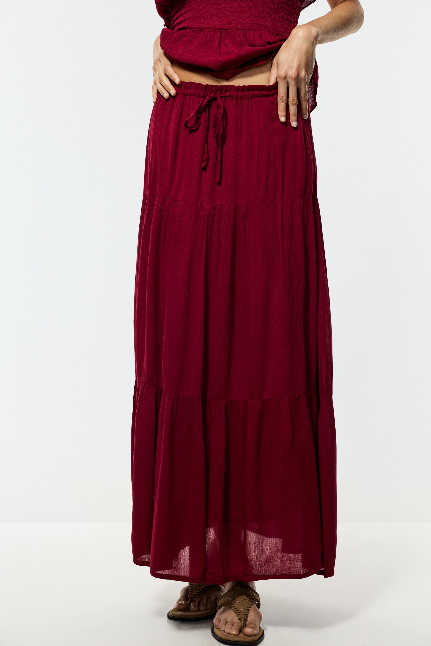 Basic textured midi skirt — MAROON