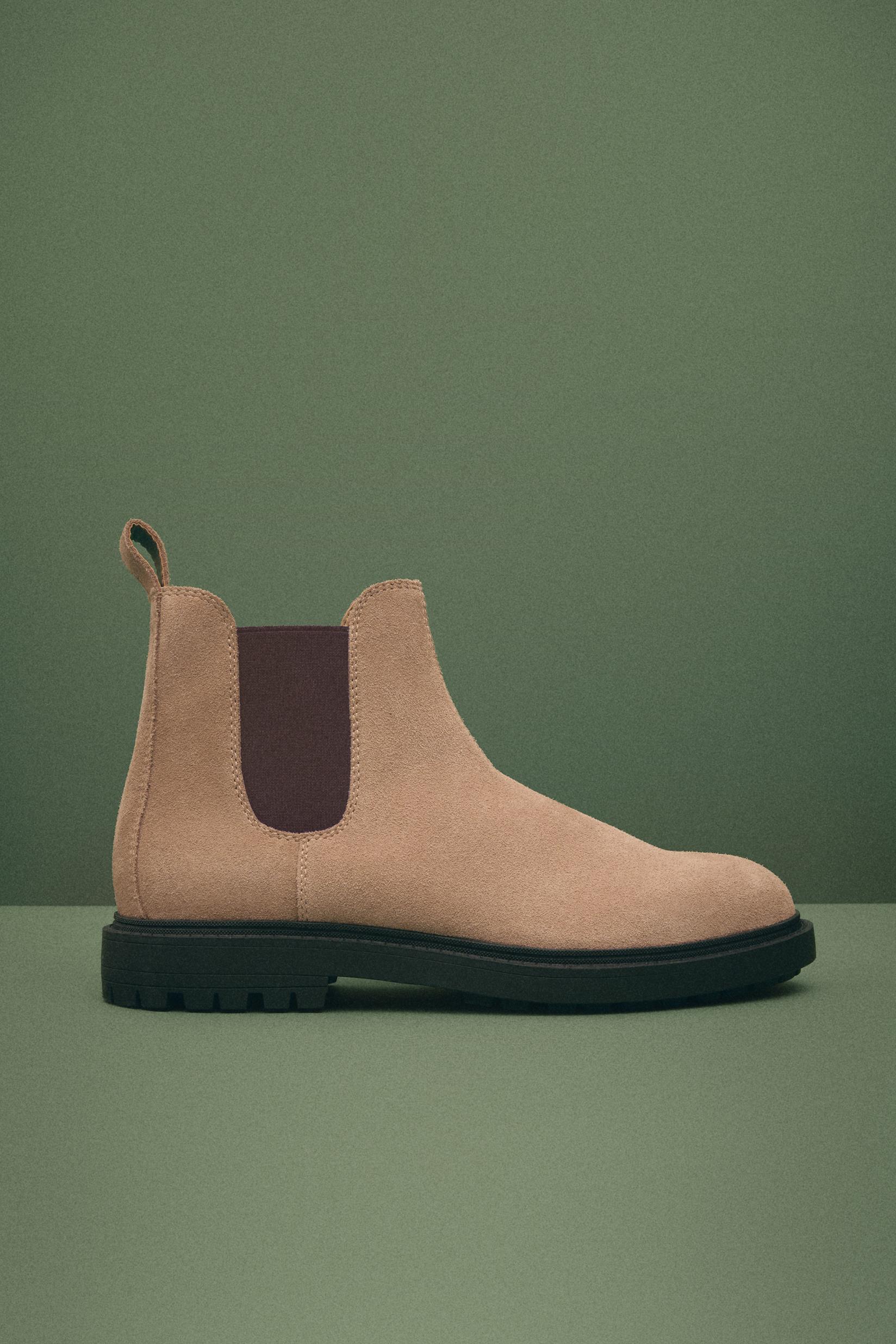 Leather Chelsea ankle boots — BEIGE