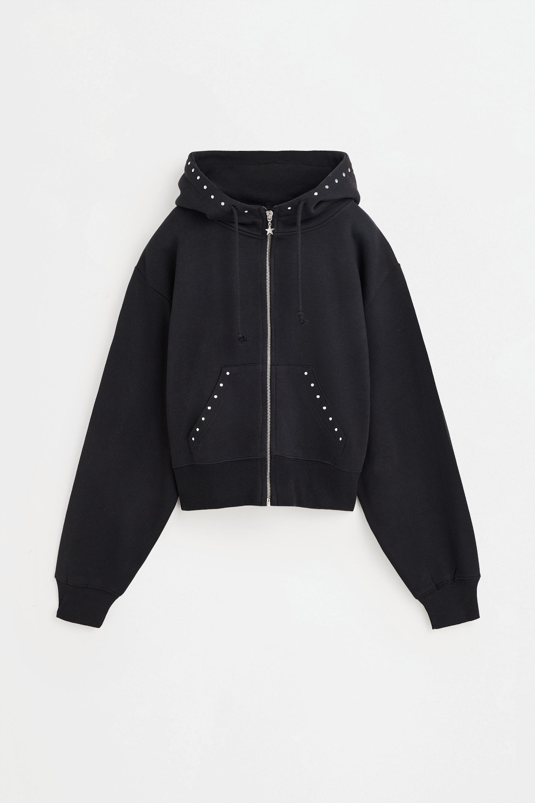 Sudadera cremallera tachas