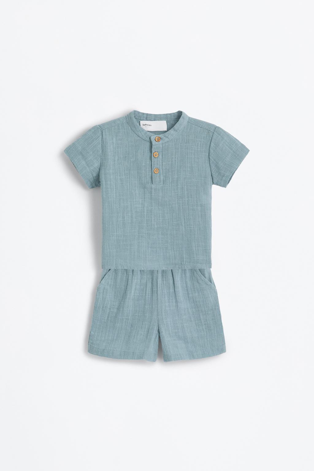 Stand collar shirt and Bermuda shorts co-ord