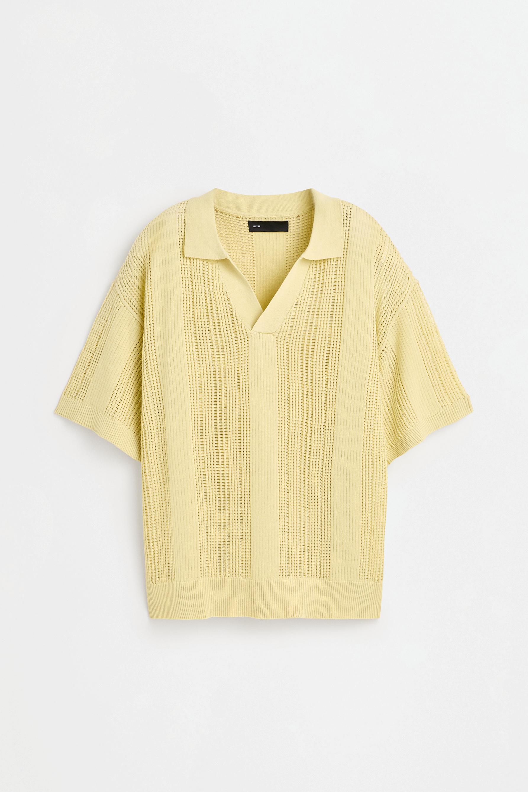 Cutwork knit polo — PALE YELLOW