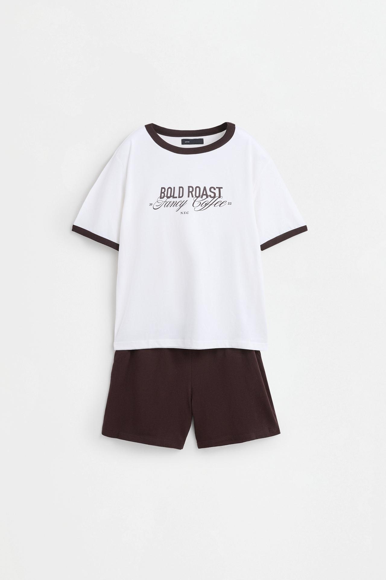 Straight fit printed short pyjamas — WHITE