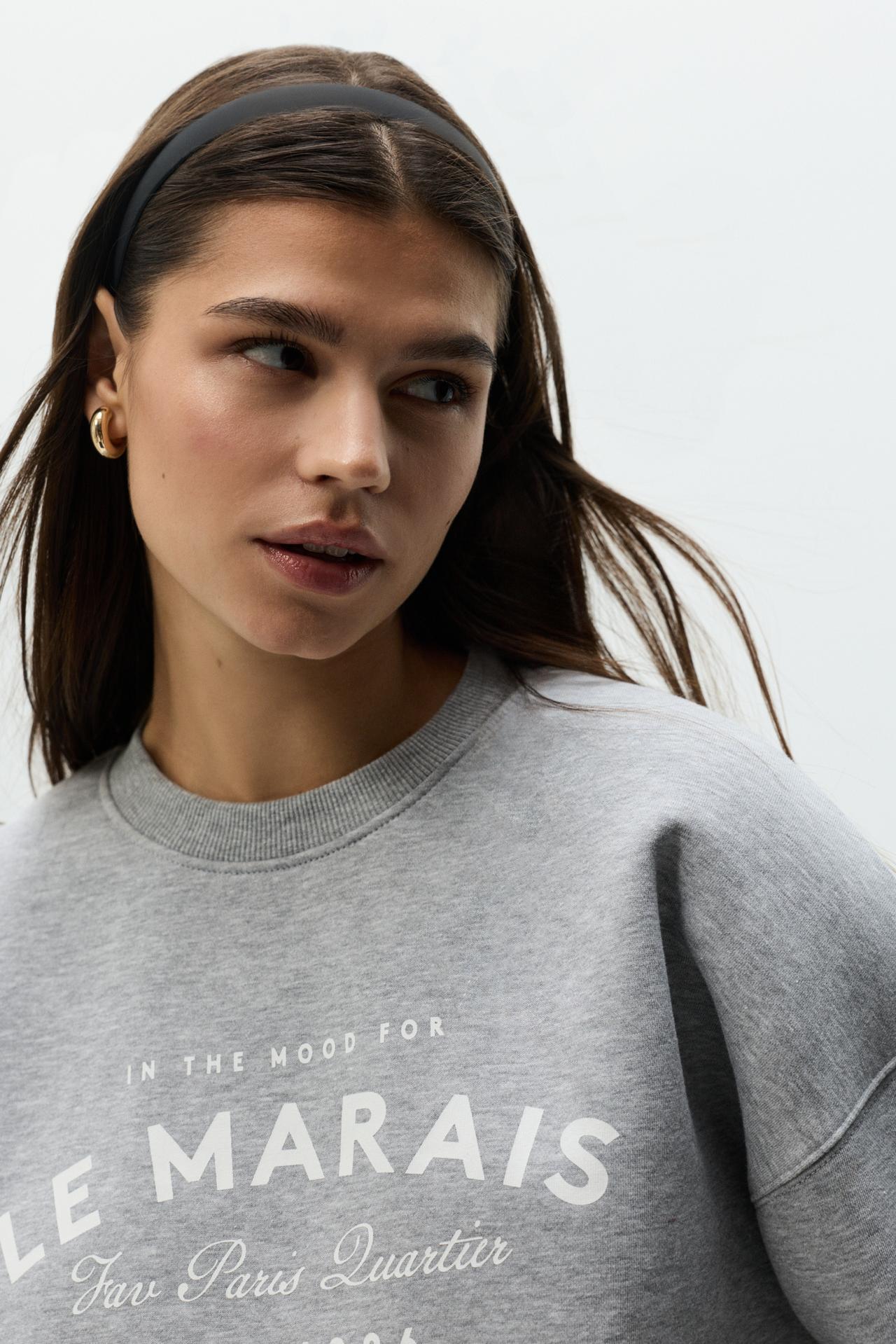 T-shirt-style sweatshirt — GREY MARL