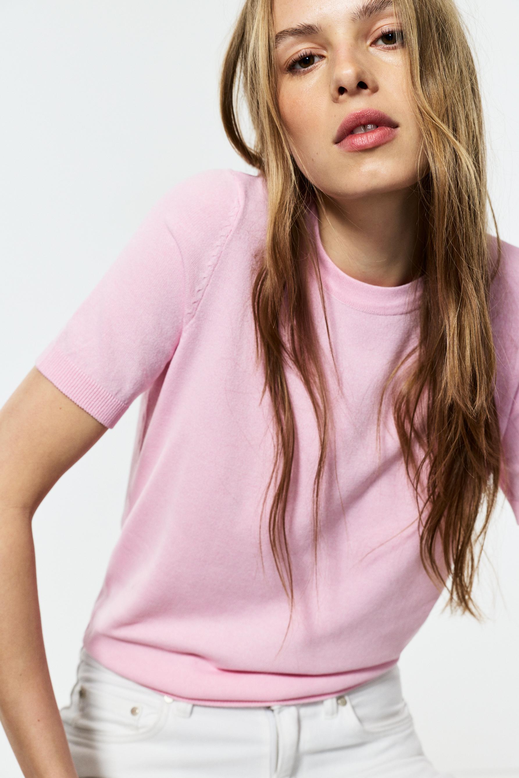 Basic knit top — PALE PINK