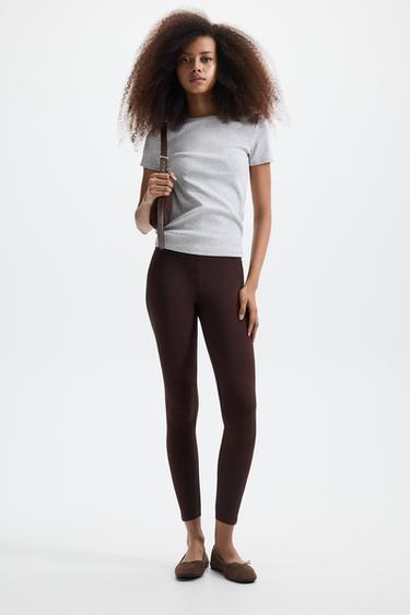 Ribbed waist leggings — CHOCOLATE 3