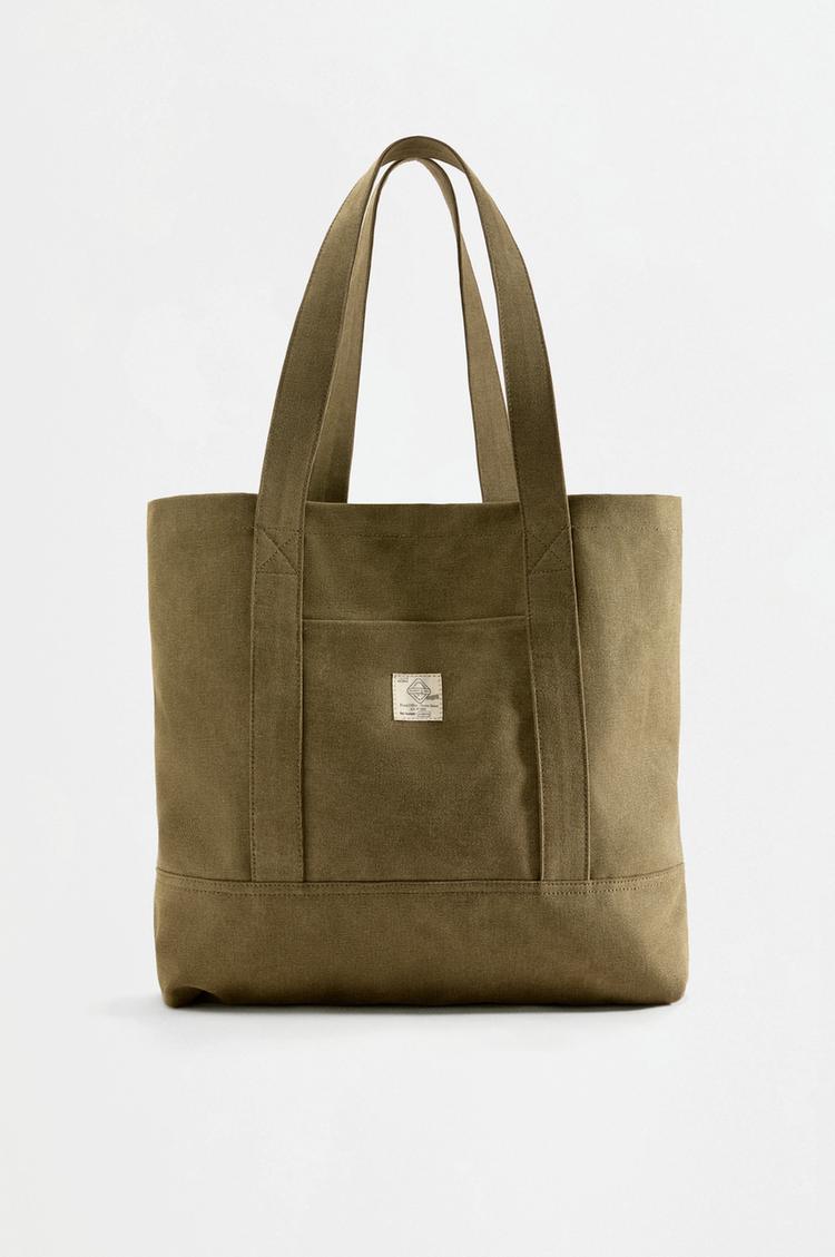 Canvas shopper bag — KHAKI